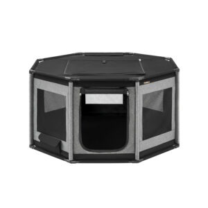 Feandrea koiranpentujen ulkoiluteline 112 x 112 x 62 cm, sivutaskulla, liuskekivi-musta