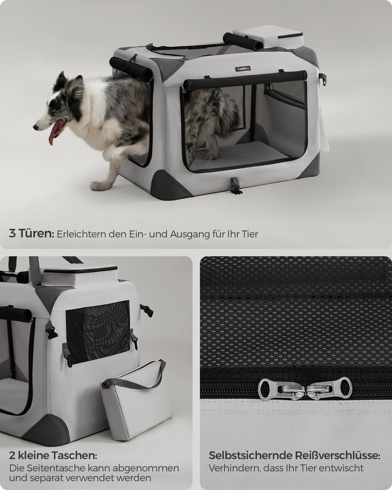 Feandrea hundebur XL i Oxford-stof med h?ndtag - Billede 7