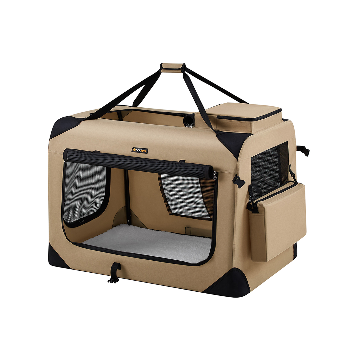 Feandrea hundebur XXL i Oxford-stof med h?ndtag, kamelbrun