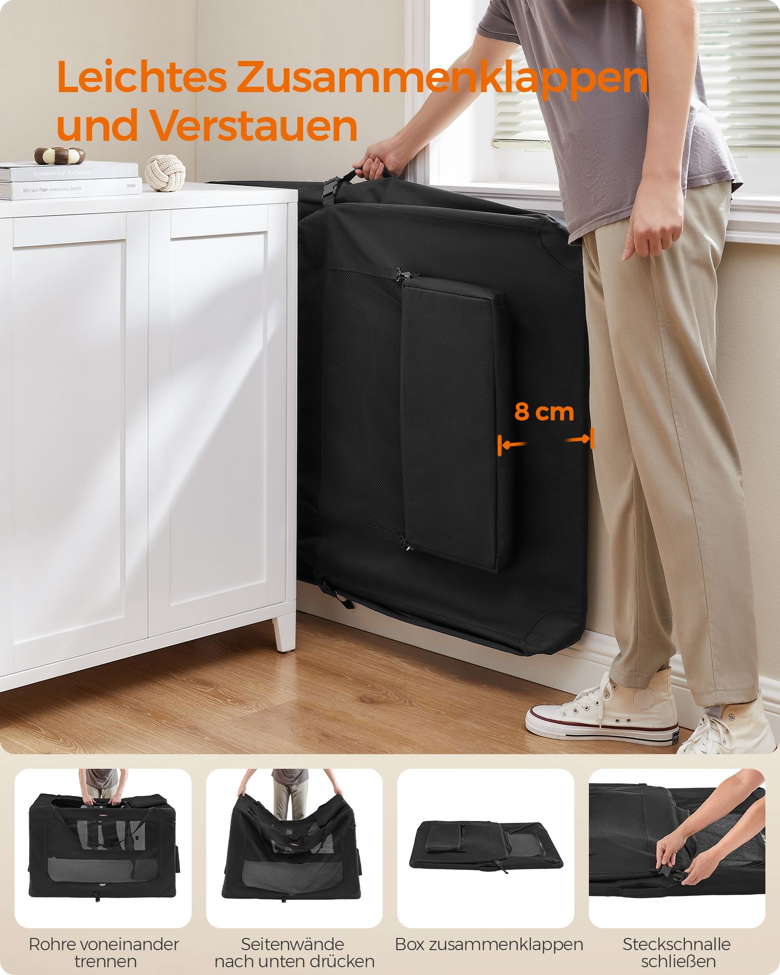 Feandrea Hundebur med h?ndtag af metalramme, sort - Billede 5