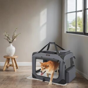 Feandrea hopfällbar hundbur, transportbur i nätmaterial, hundväska