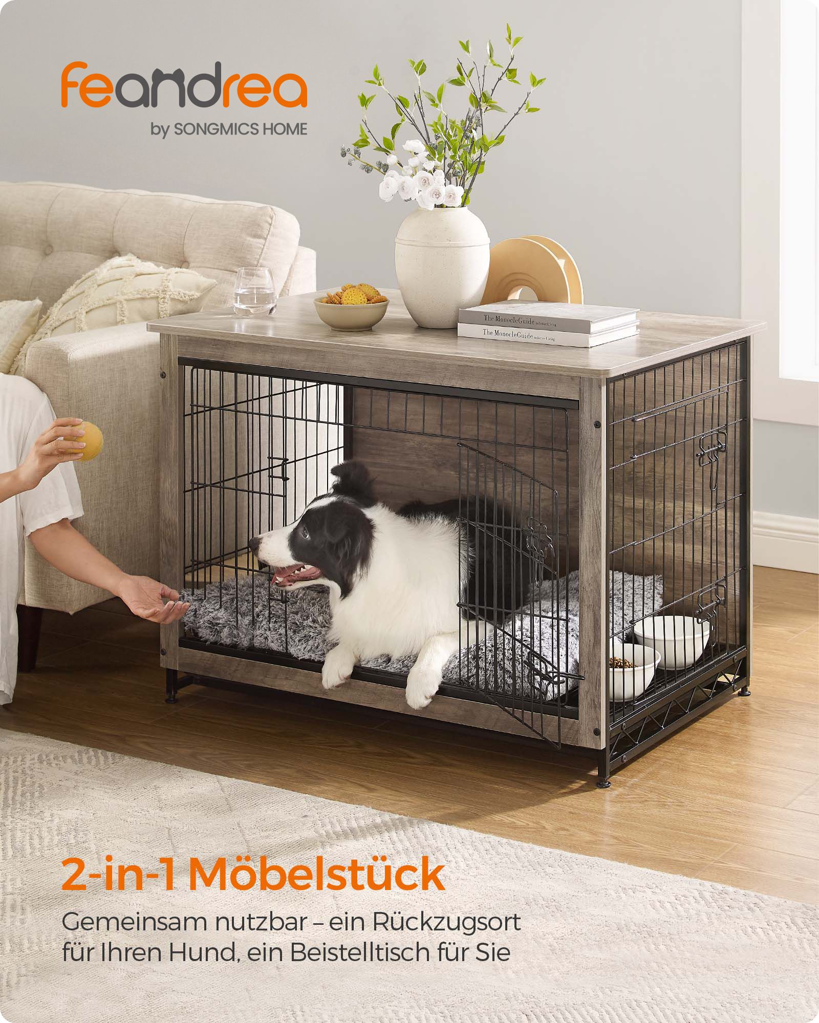 Feandrea dog cage with removable tray - Image 2