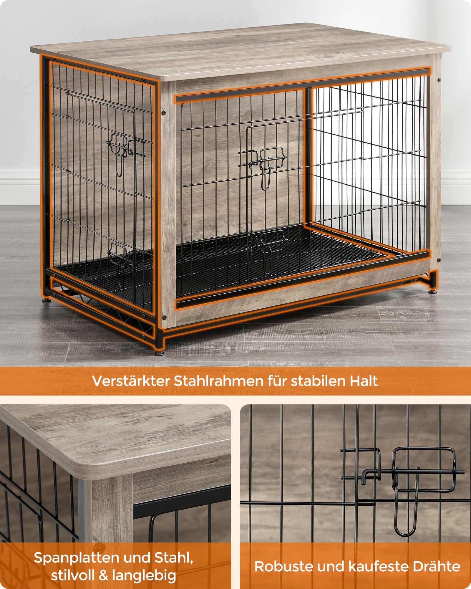 Feandrea dog cage with removable tray - Image 3