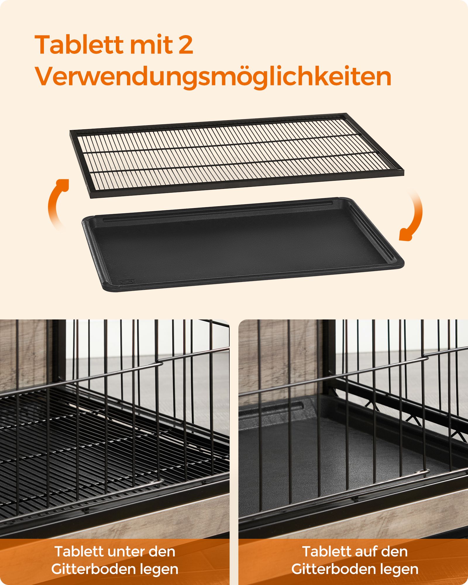Feandrea dog cage with removable tray - Image 5