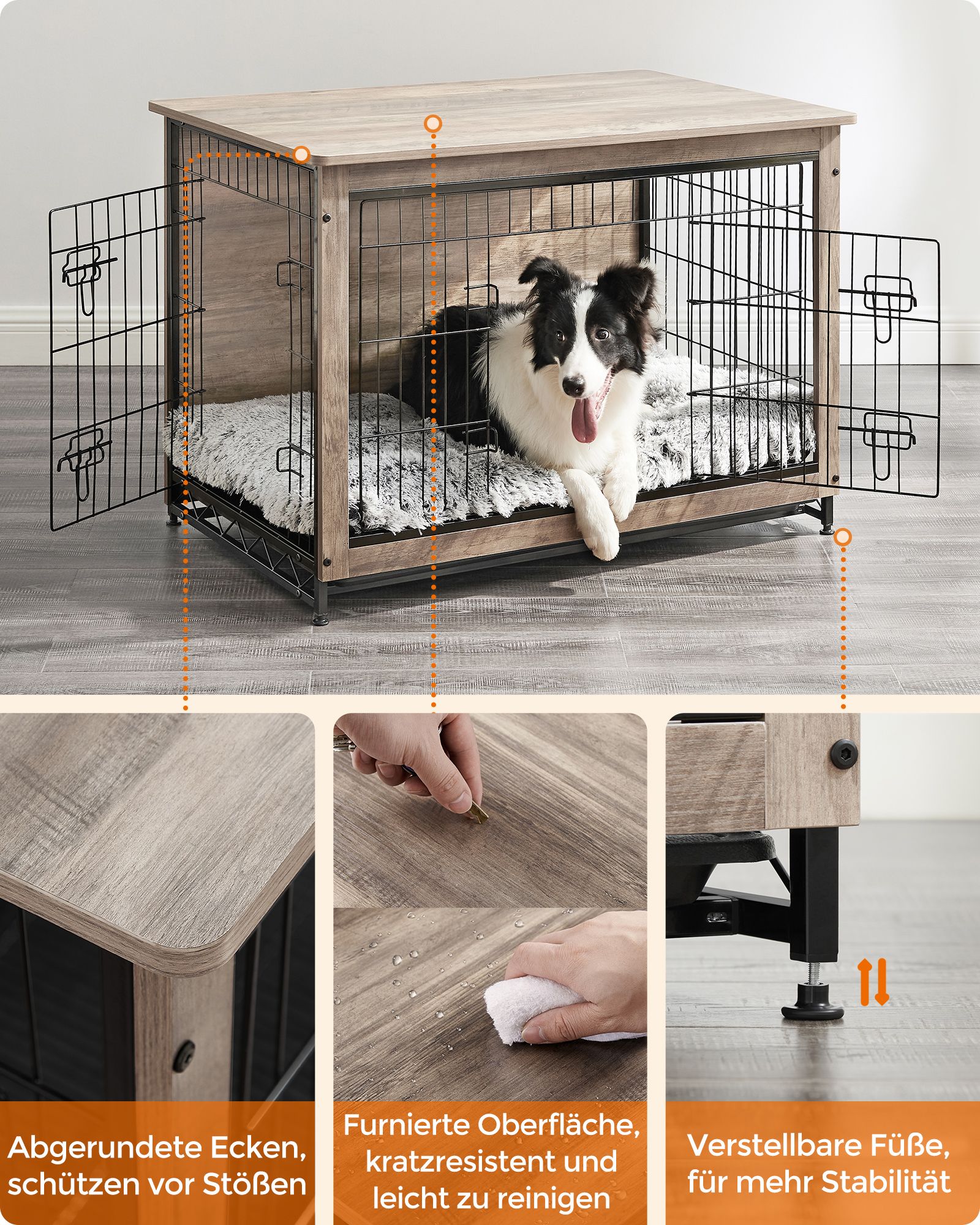Feandrea dog cage with removable tray - Image 8