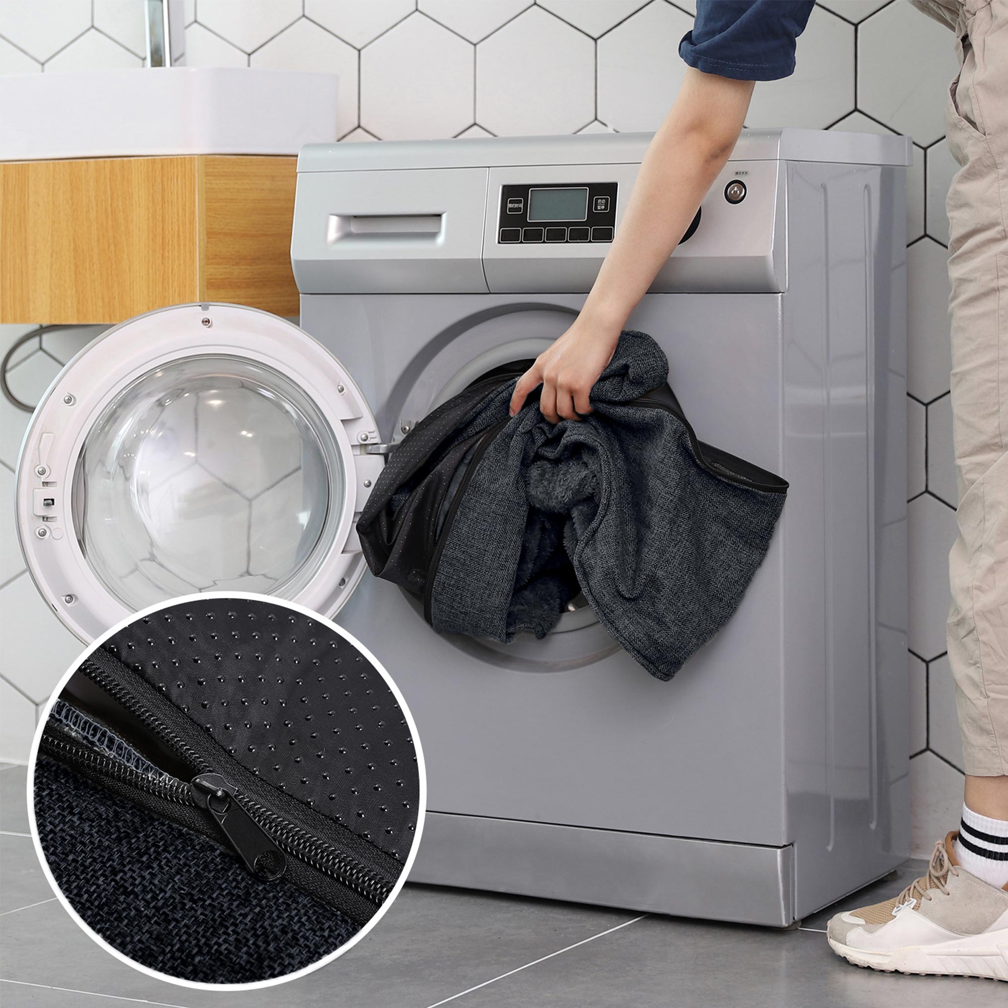 Feandrea dog bed with removable cover, dark gray - Image 2