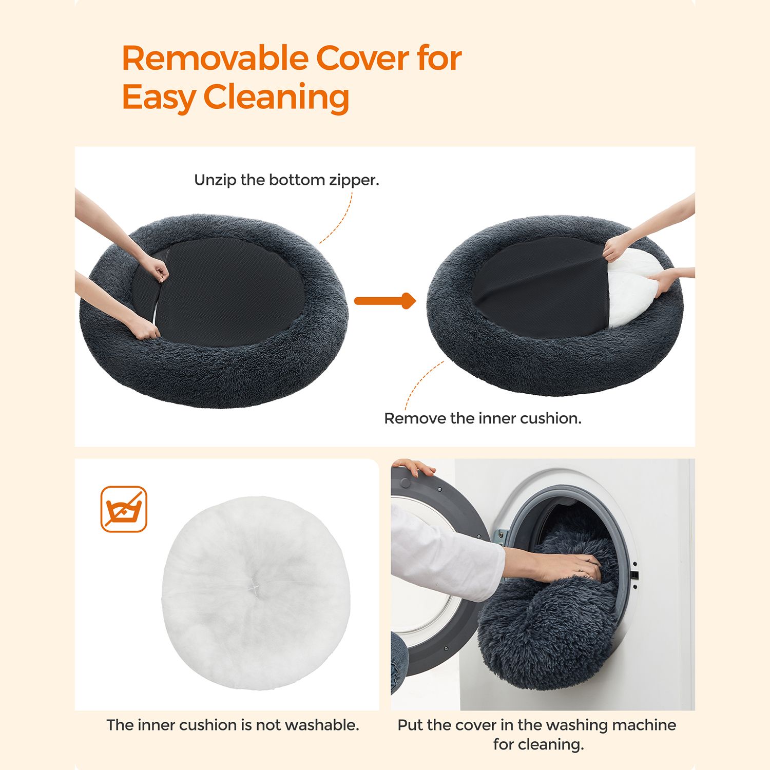 Feandrea Fluffig kattbädd Ø 100 cm - Bild 5