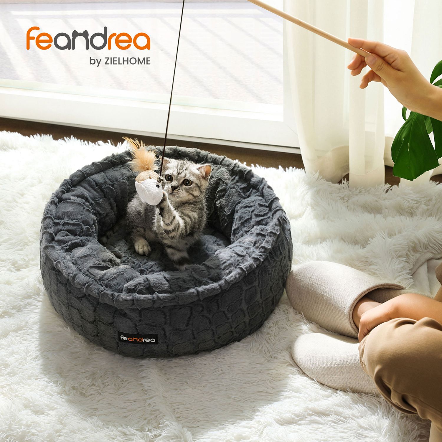 Feandrea Cat Bed Ø 50 cm made of soft plush - Image 3