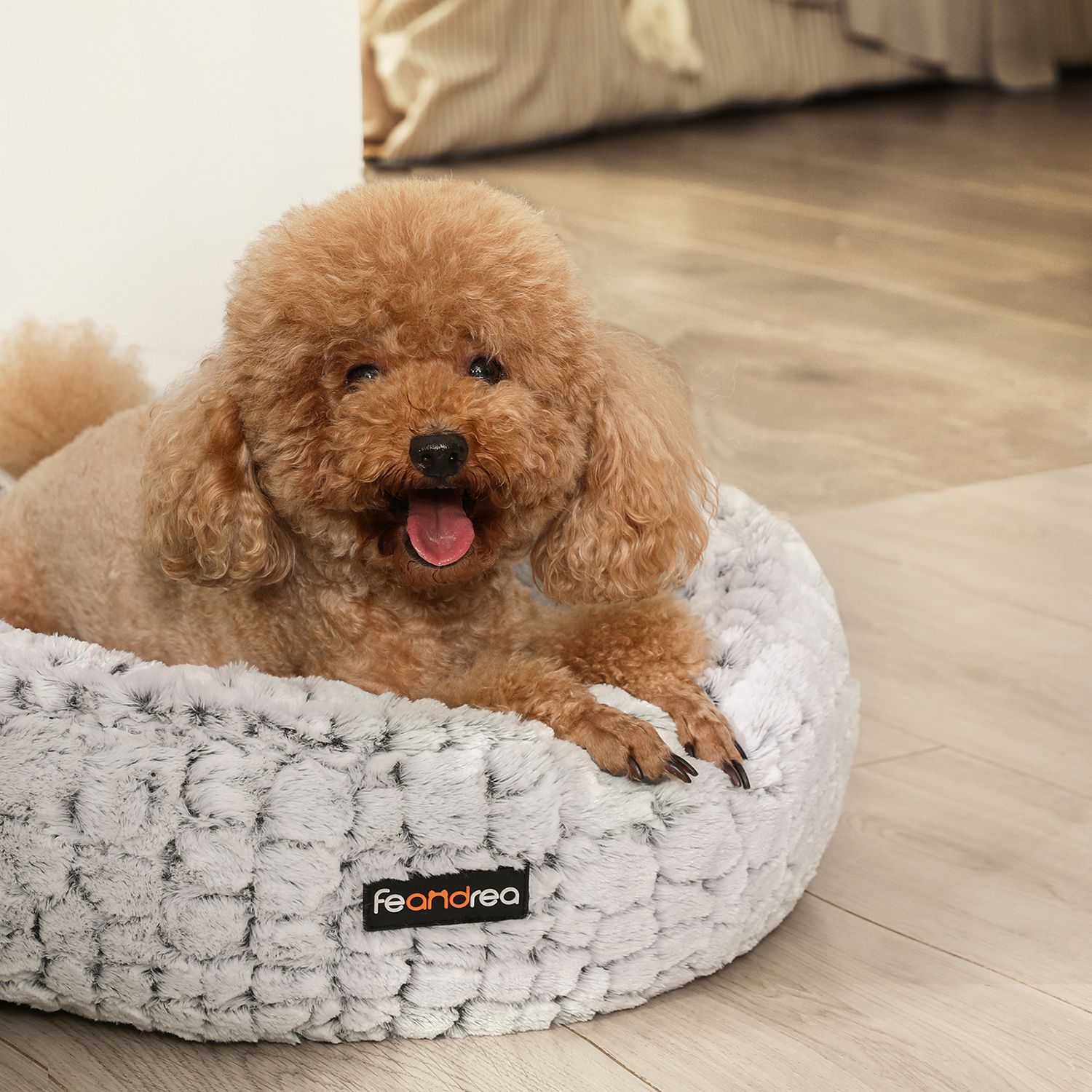 Feandrea dog bed Ø 58.5 cm made of soft plush - Image 11
