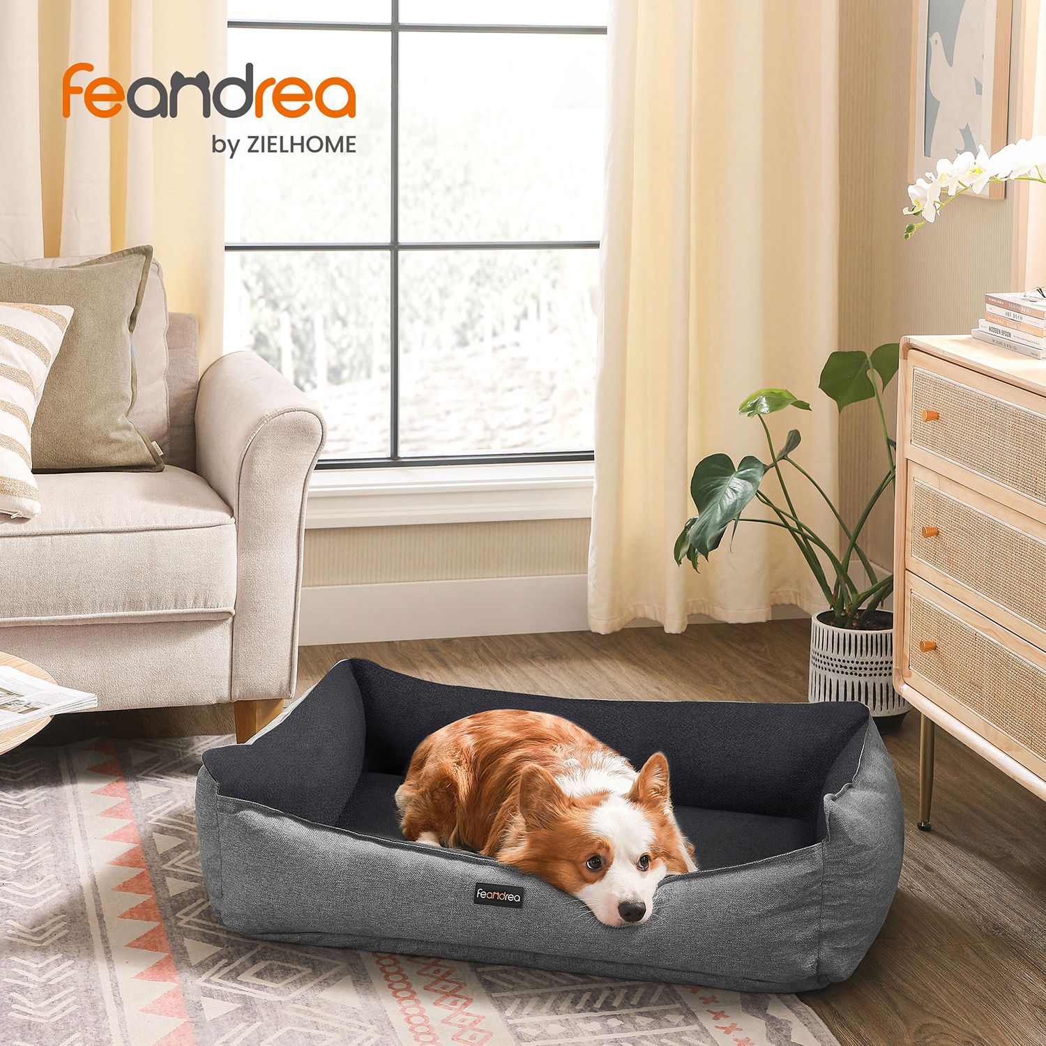 Feandrea hundbädd med kant 100 x 70 x 28 cm - Bild 5