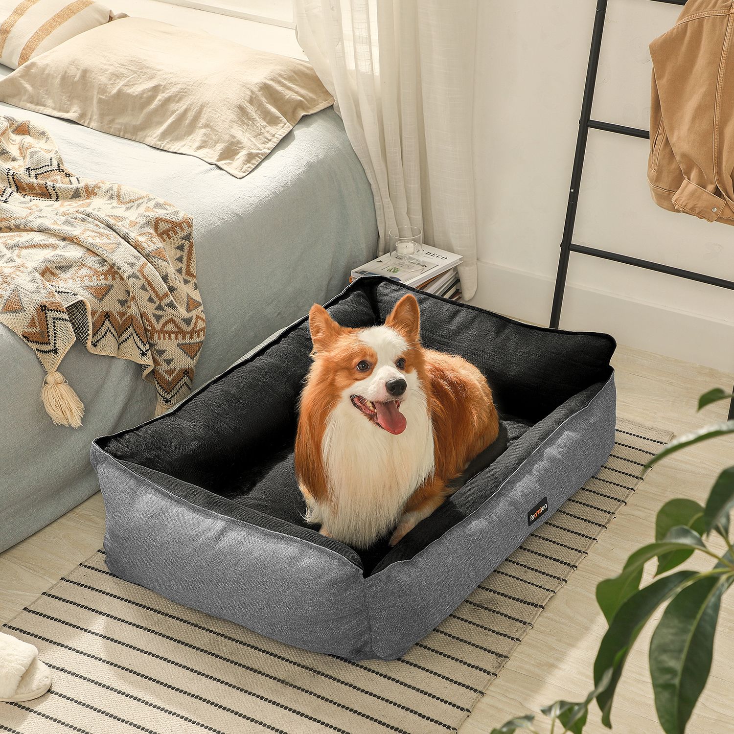 Feandrea hundbädd med kant 100 x 70 x 28 cm - Bild 7