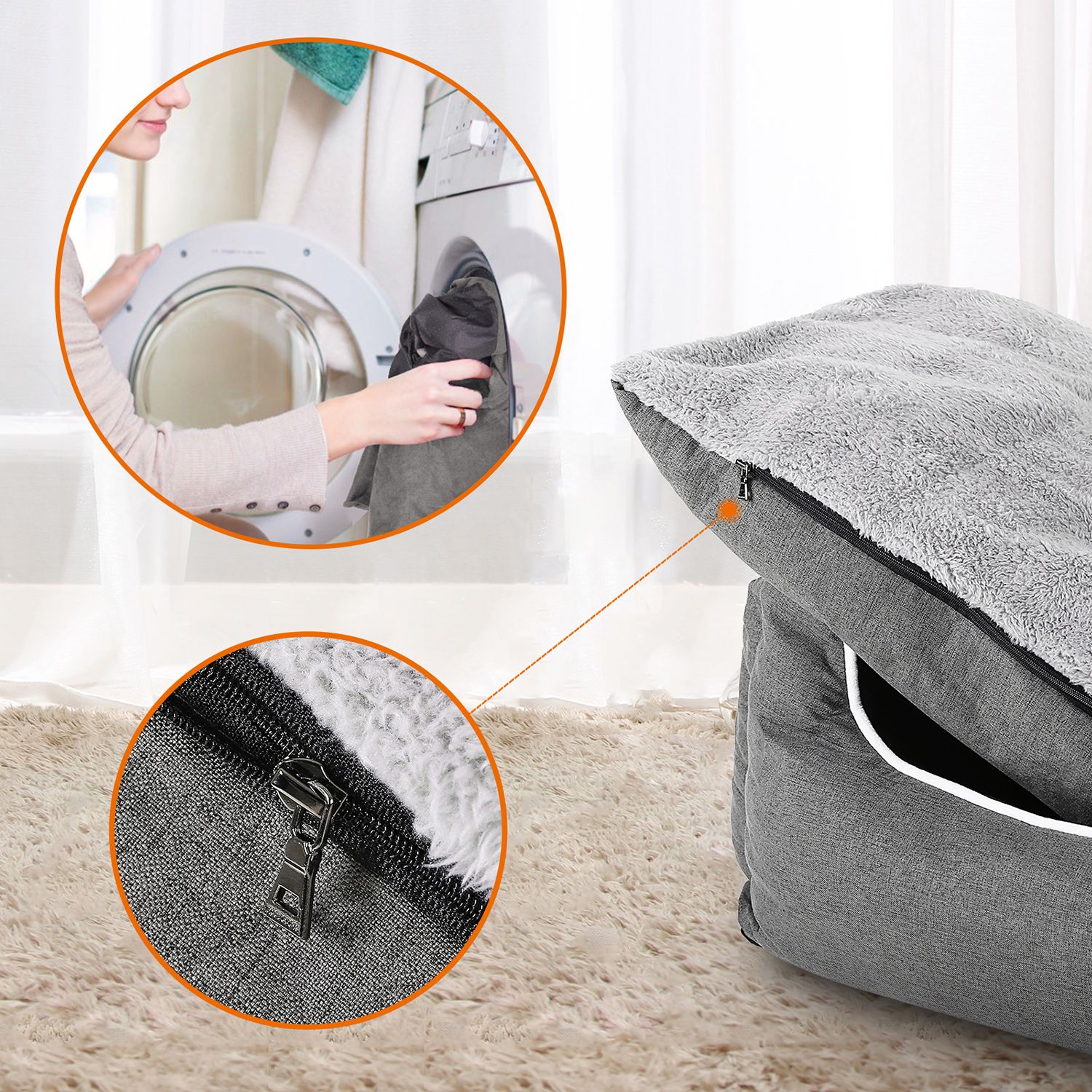 Feandrea hundbädd 100 x 70 cm med kudde - Bild 4