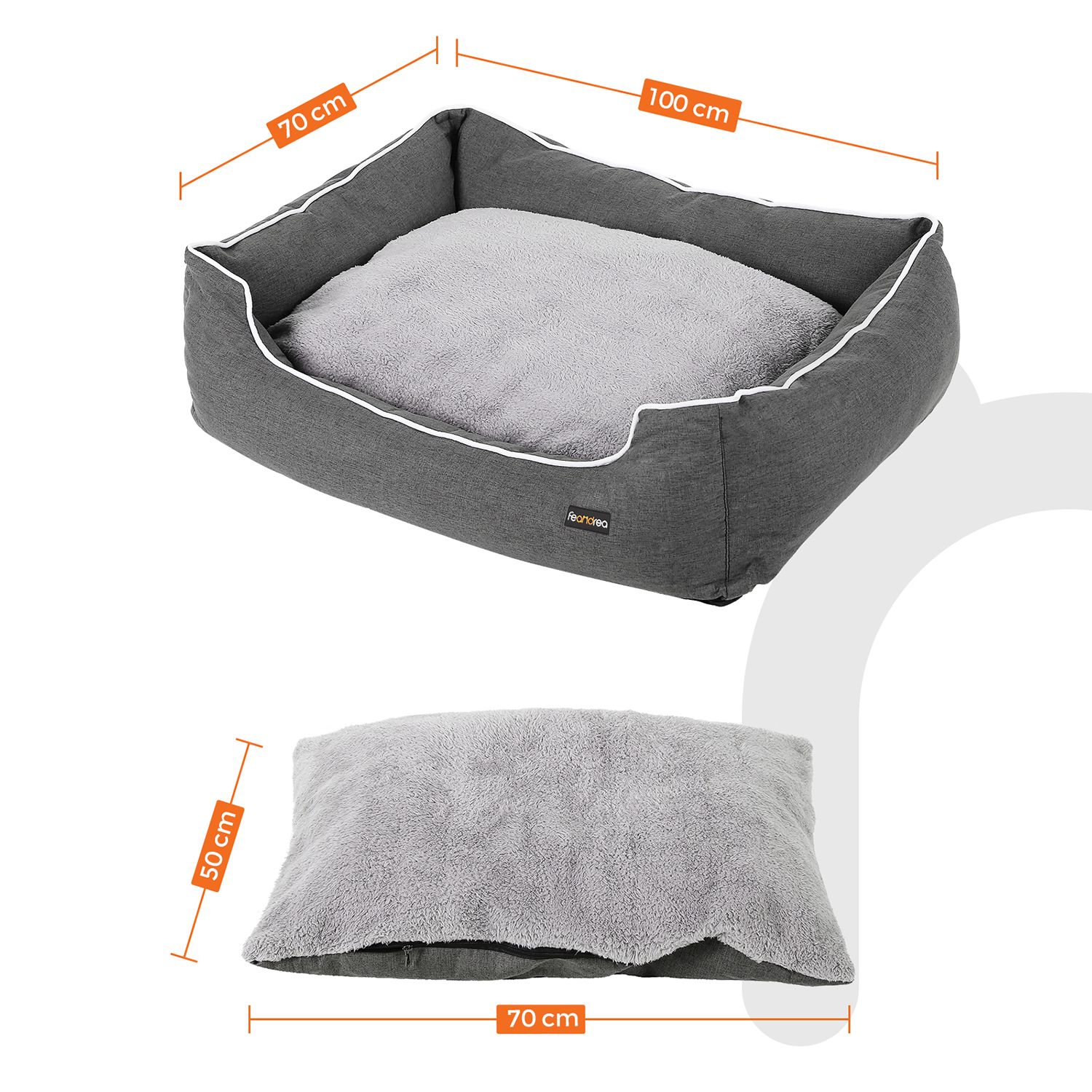 Feandrea hundbädd 100 x 70 cm med kudde - Bild 6