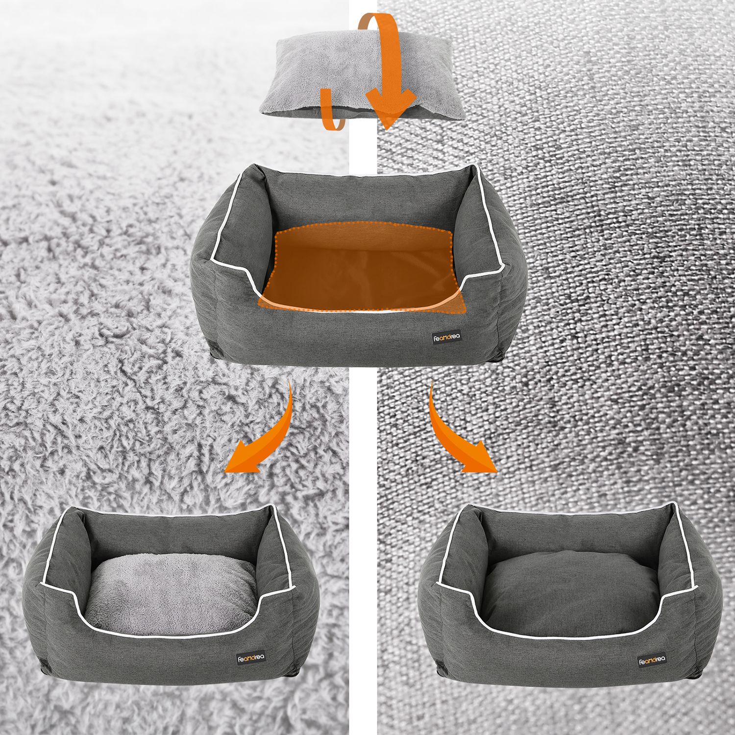 Feandrea hundbädd 120 x 85 cm med kudde - Bild 3