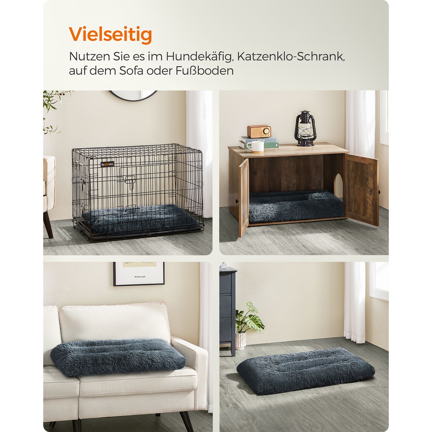 Feandrea Fluffig hundbädd 80 x 50 cm mörkgrå - Bild 4