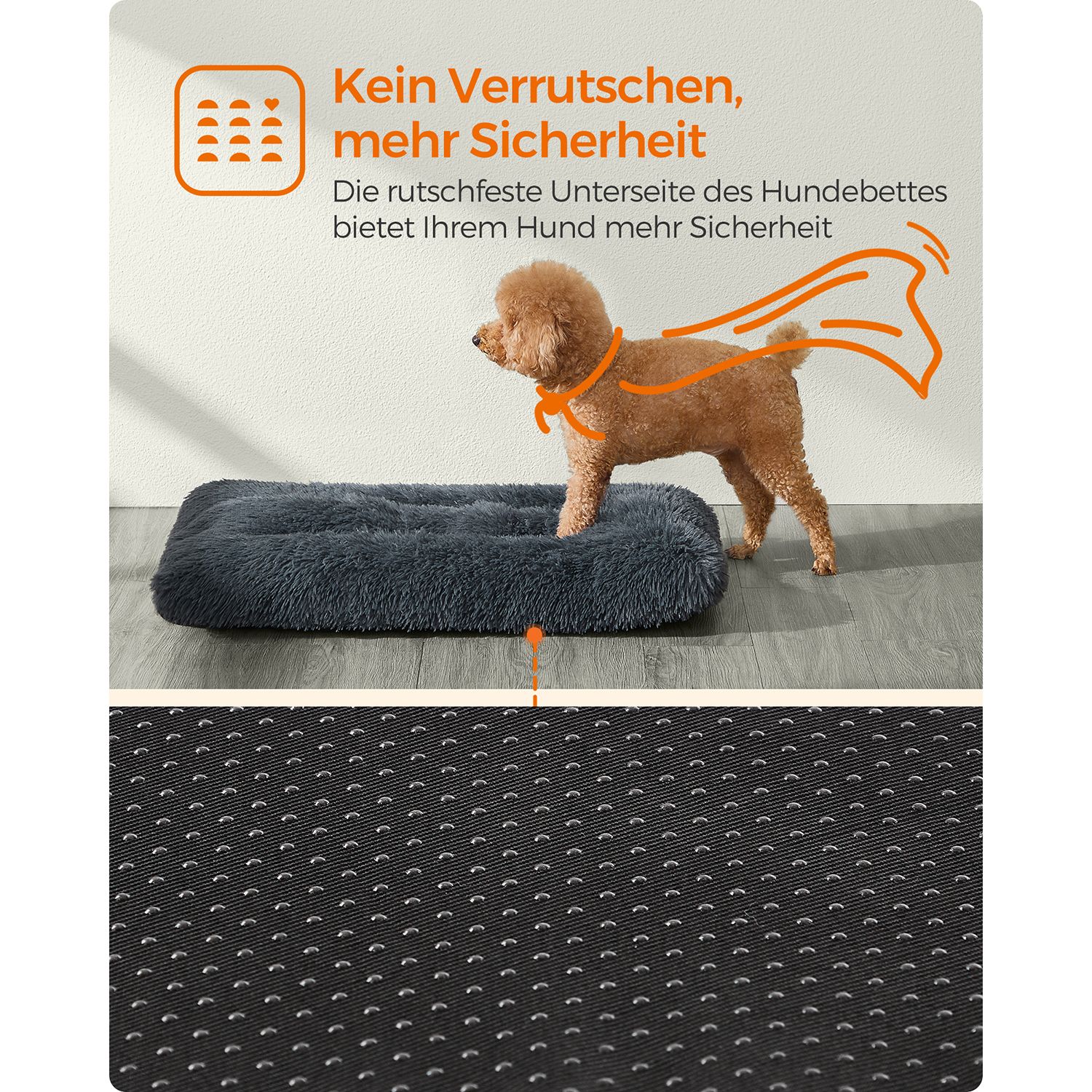Feandrea Fluffig hundbädd 80 x 50 cm mörkgrå - Bild 5