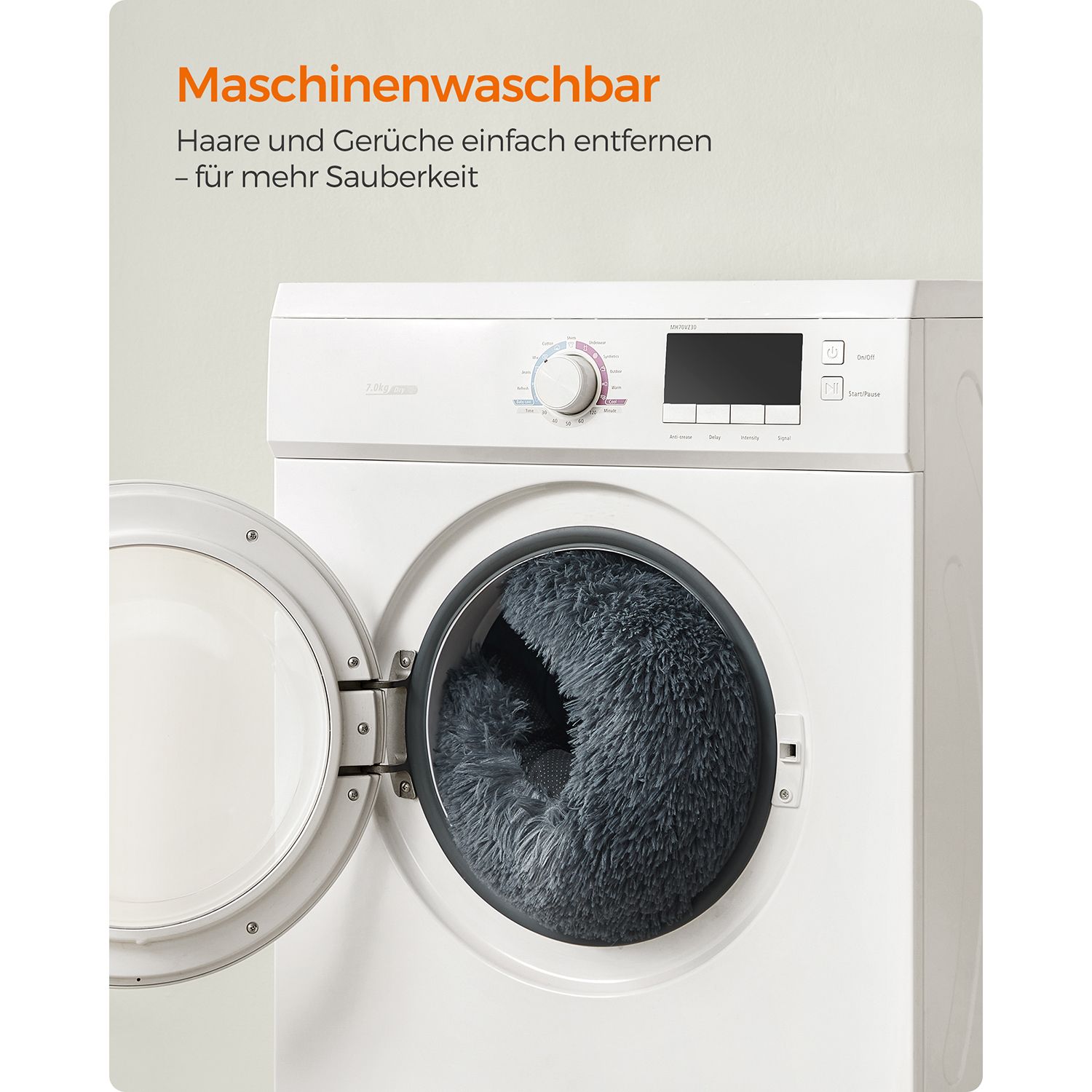 Feandrea Fluffig hundbädd 80 x 50 cm mörkgrå - Bild 6