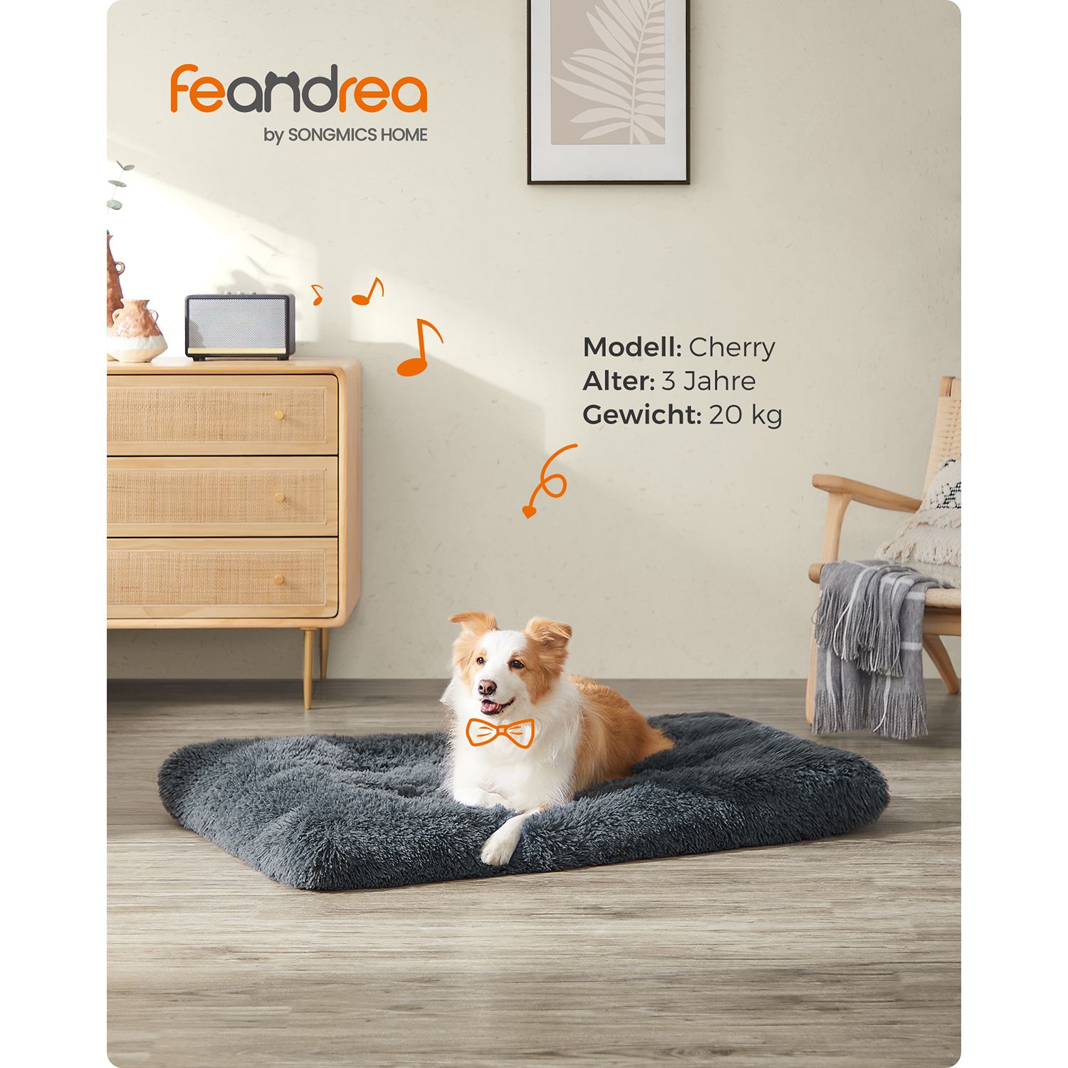 Feandrea Fluffig hundbädd 110 x 73 cm mörkgrå - Bild 2