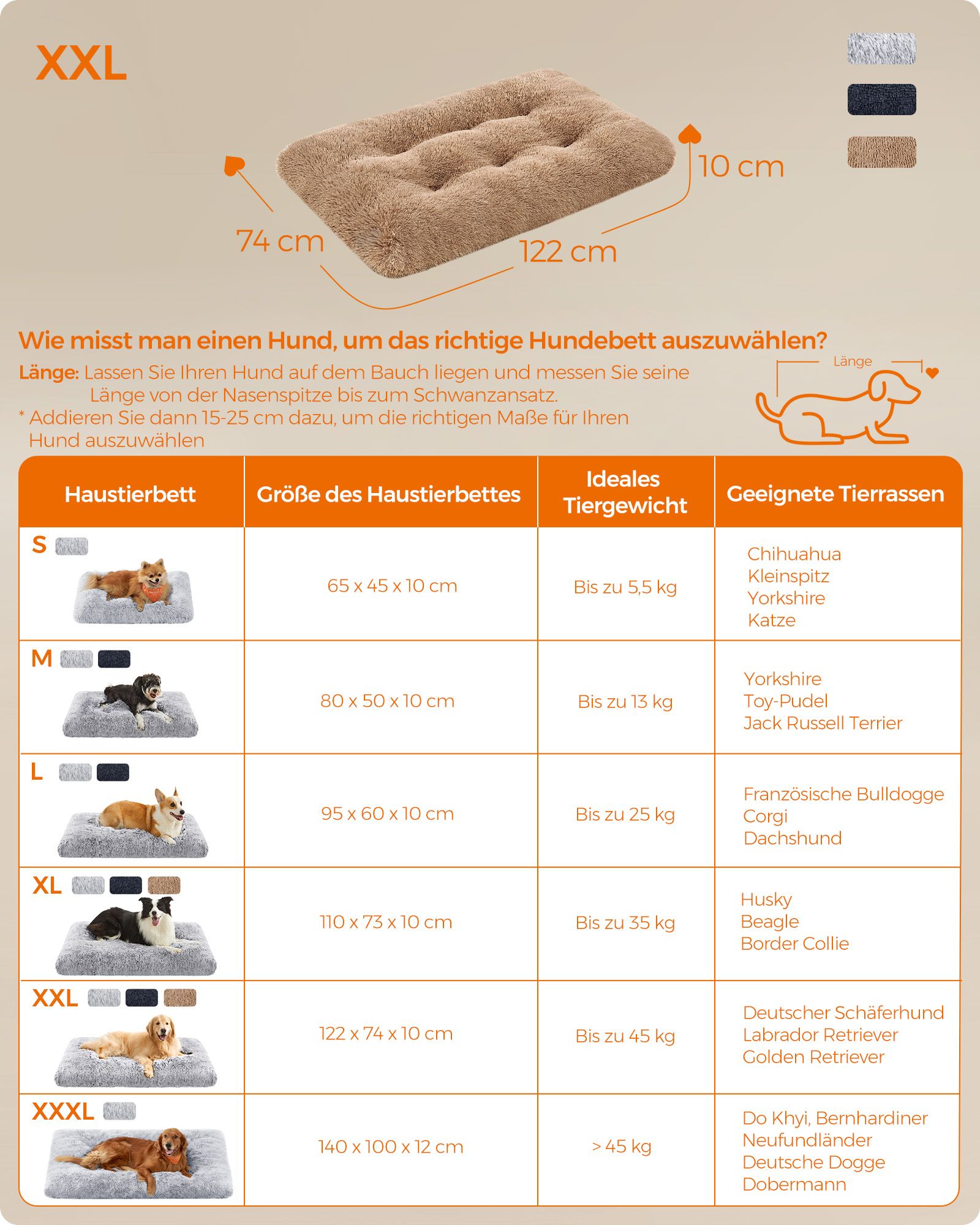 Feandrea hundbädd med mjuk stoppning 122 x 74 cm - Bild 6