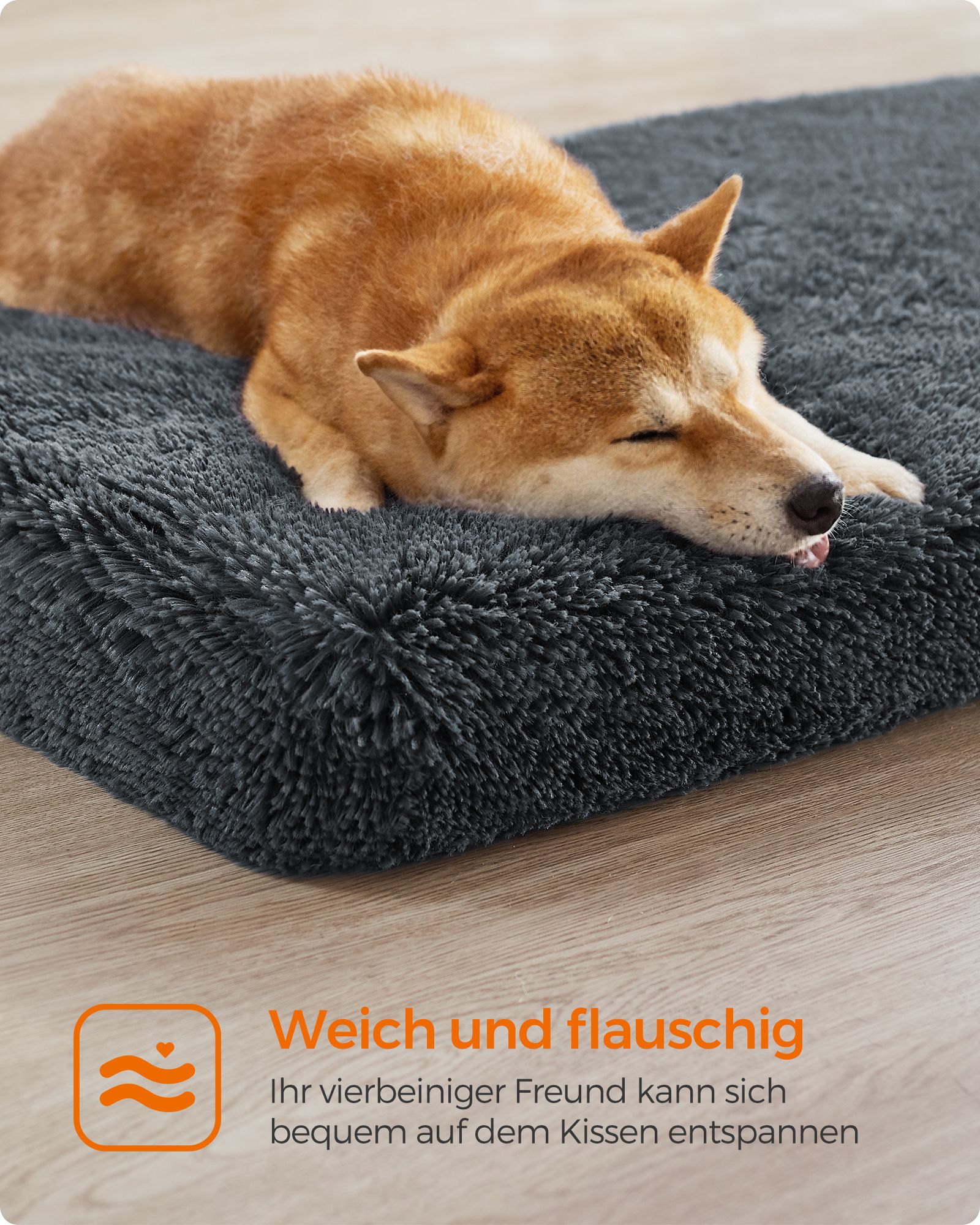 Feandrea hundbädd plysch 110 x 73 x 10 cm mörkgrå XL - Bild 4