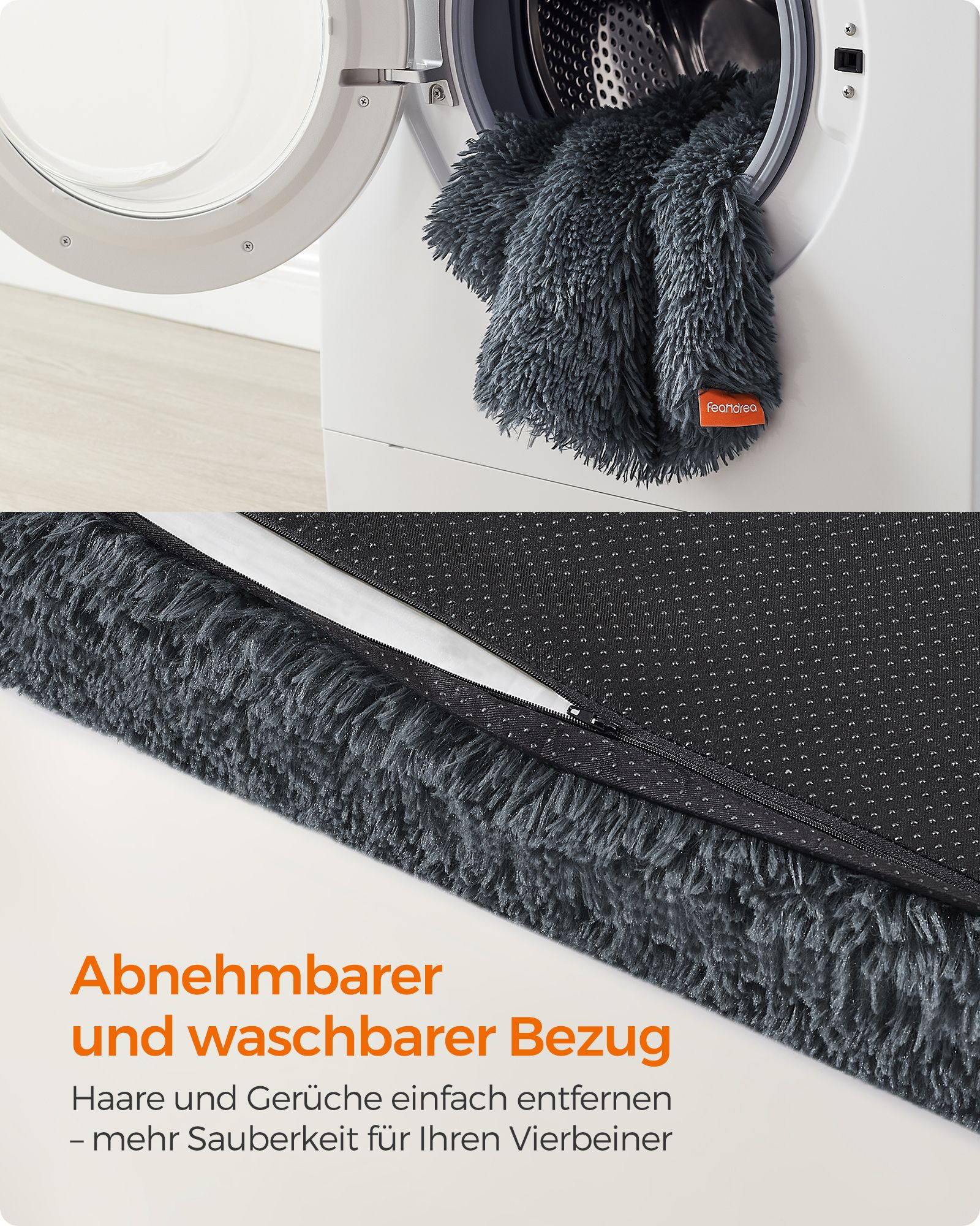 Feandrea hundbädd plysch 110 x 73 x 10 cm mörkgrå XL - Bild 5