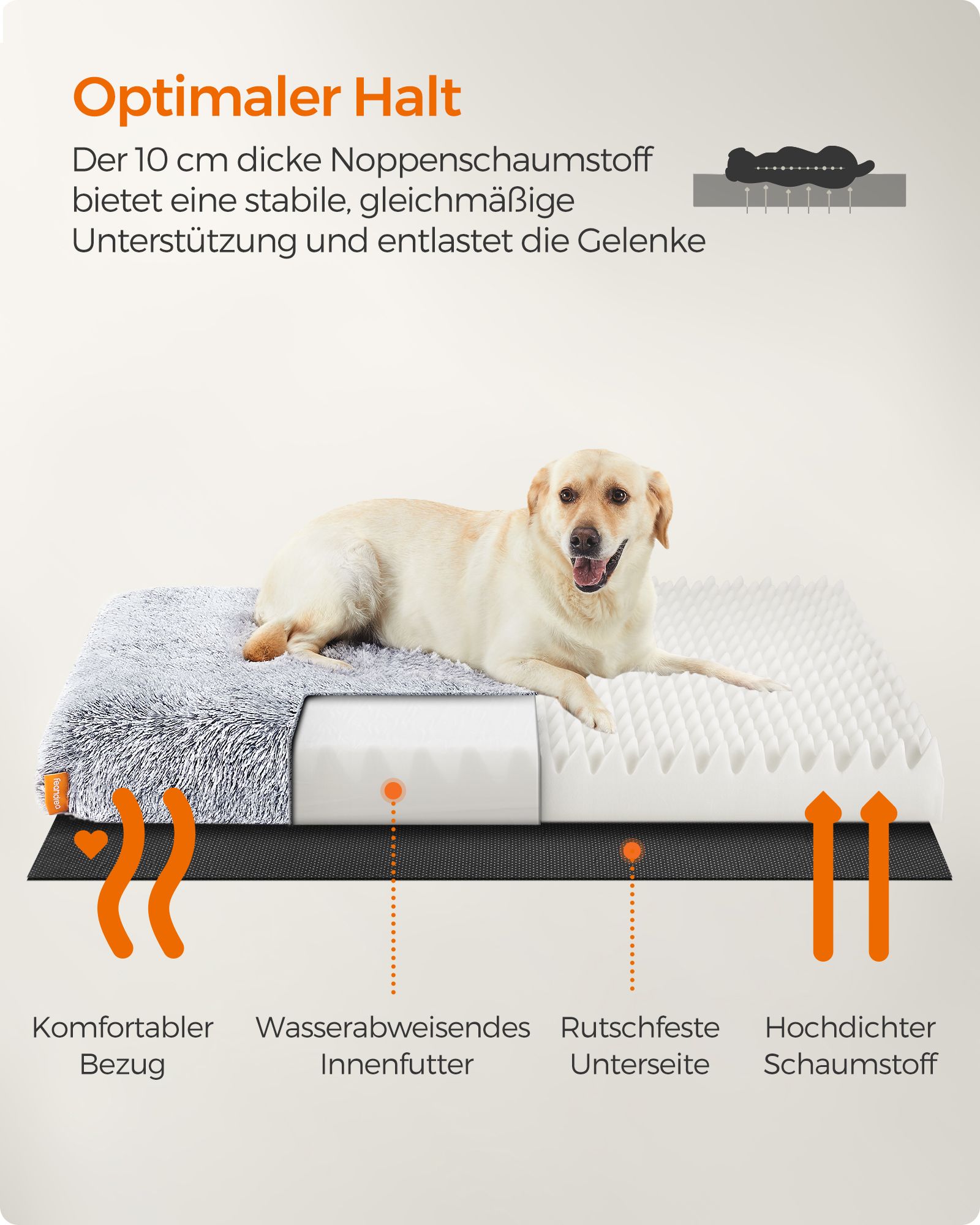 Feandrea Dog Bed Plush 122 x 74 x 10 cm Ombré Gray XXL - Image 3