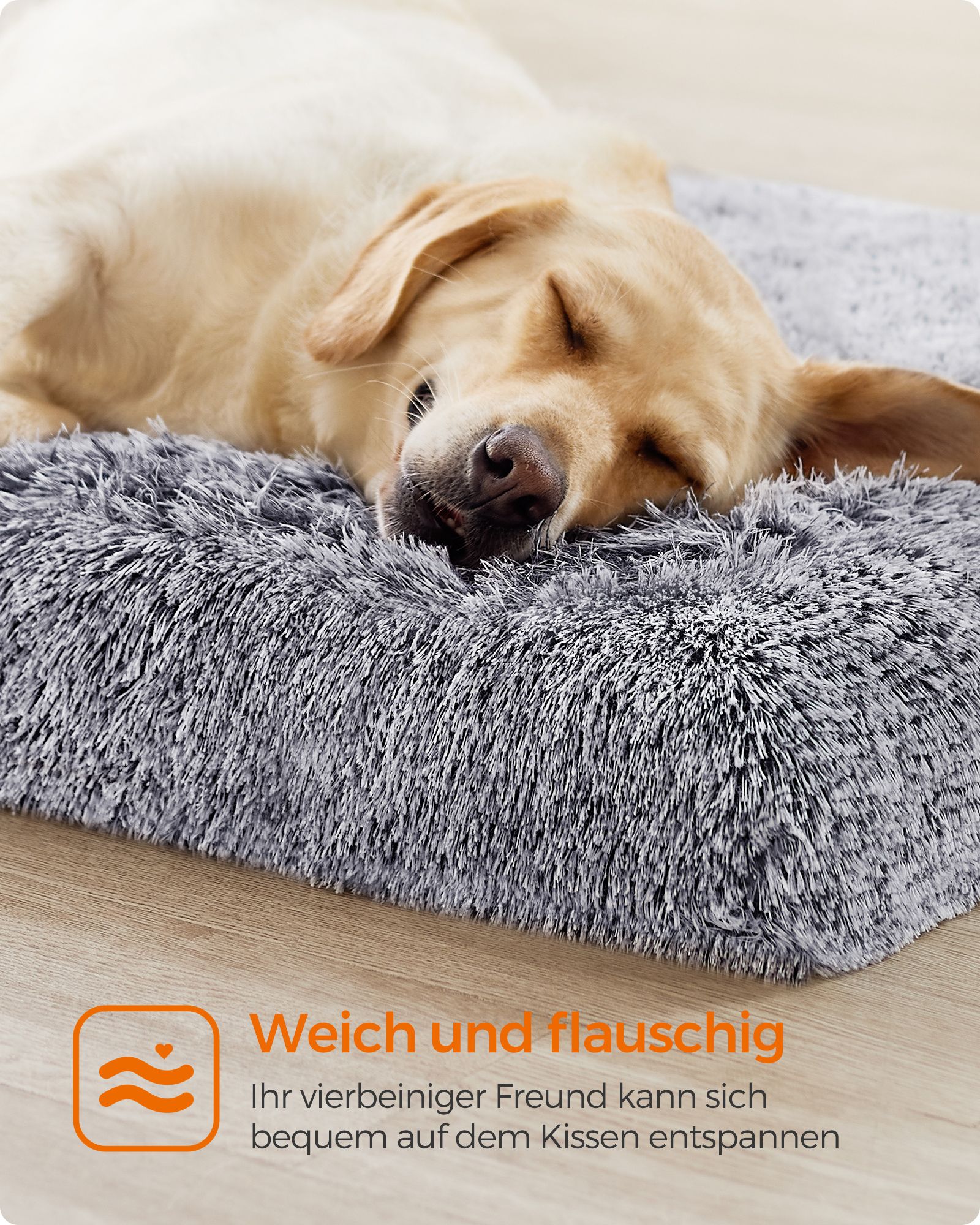 Feandrea Dog Bed Plush 122 x 74 x 10 cm Ombré Gray XXL - Image 4