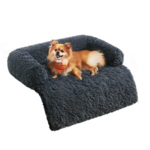 Feandrea Feandrea FluffyHug hundbädd plysch, hundfilt soffa, soffskydd hund, hundkudde, storlek M, för små och medelstora hundar, 80 x 75 x 16 cm, mörkgrå PGW221G02