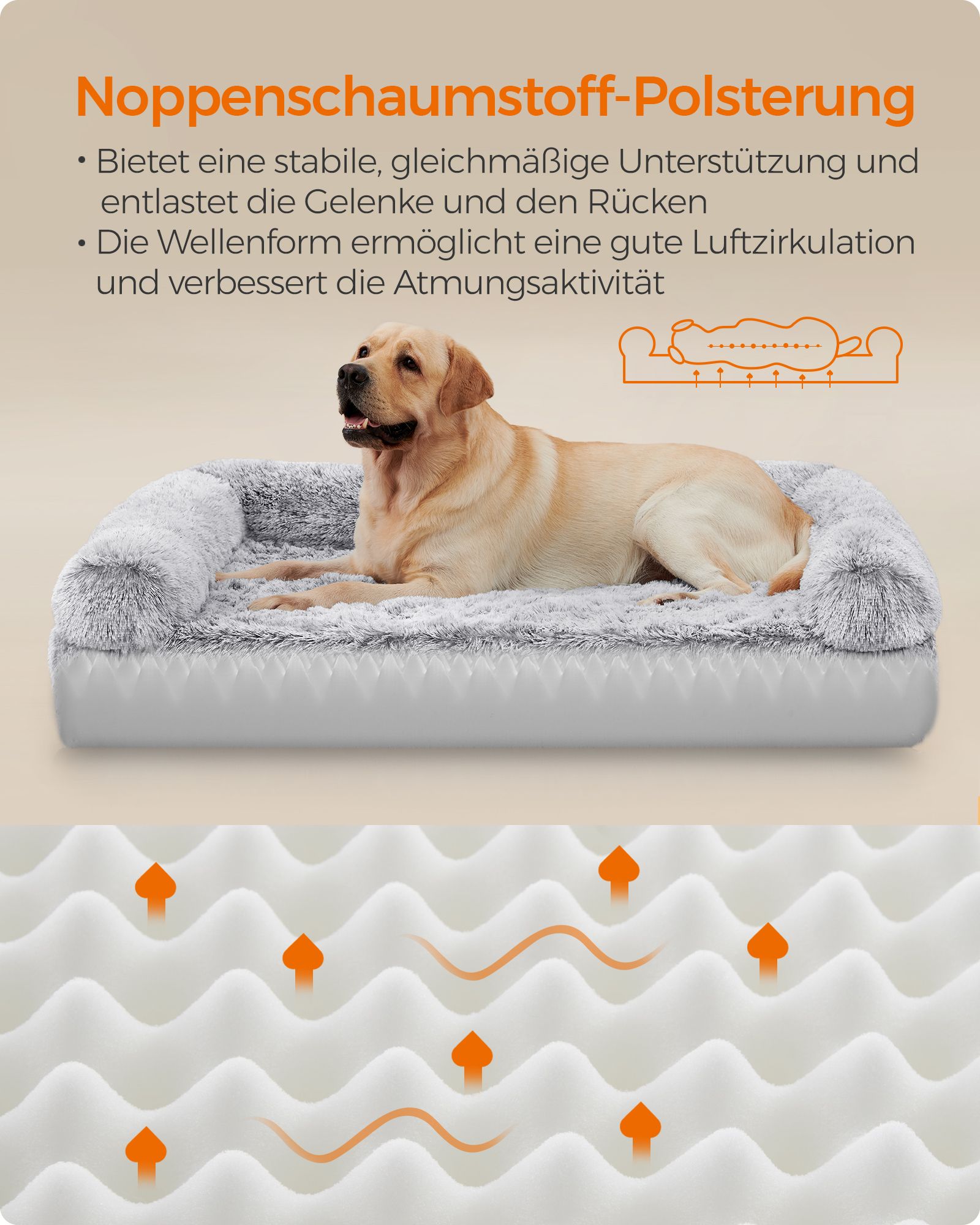 Feandrea koiran tyyny koko XXL irrotettava ja pestävä Ombré-harmaa - Image 4