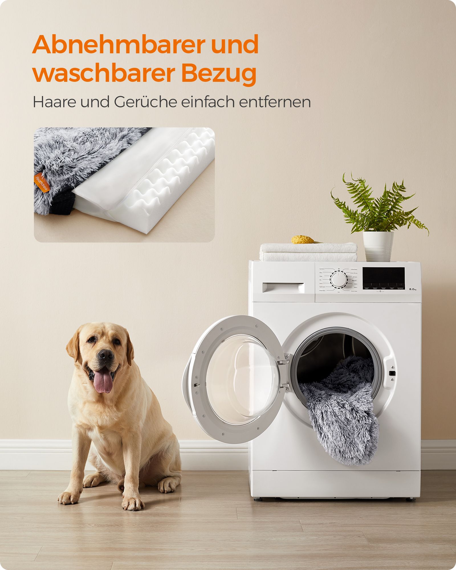 Feandrea koiran tyyny koko XXL irrotettava ja pestävä Ombré-harmaa - Image 6