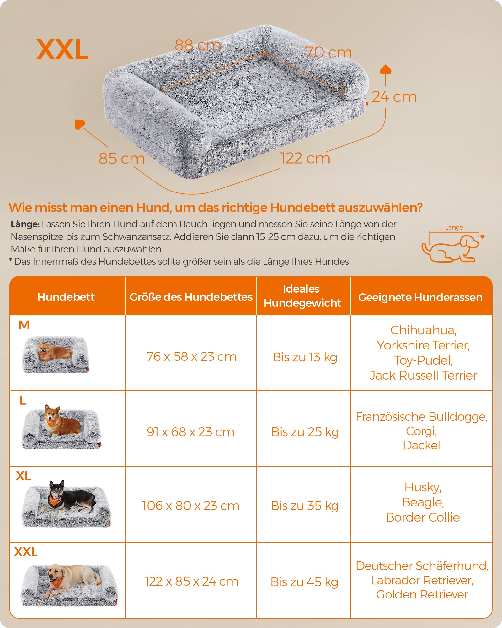 Feandrea koiran tyyny koko XXL irrotettava ja pestävä Ombré-harmaa - Image 7