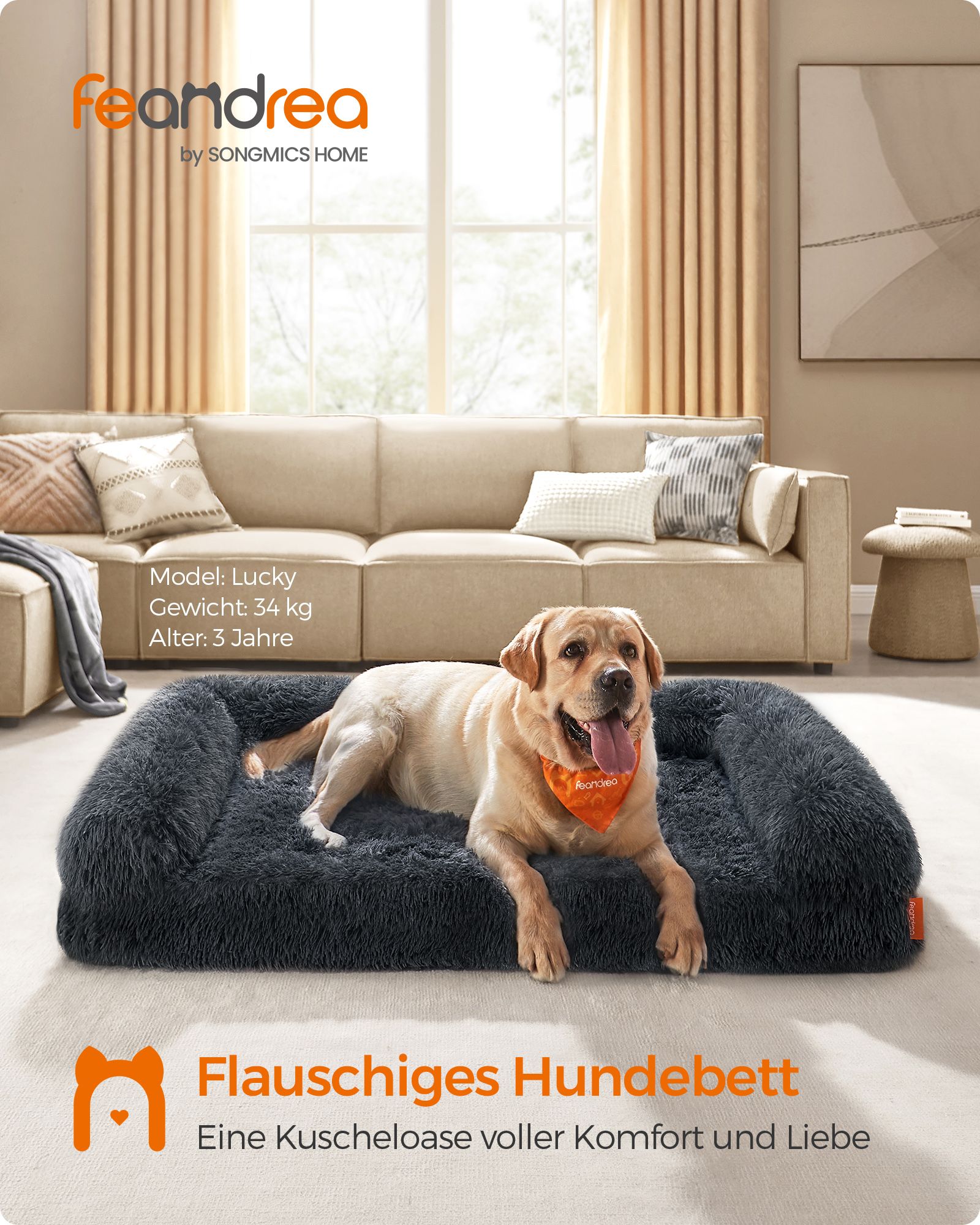 Feandrea Dog Bed XXL Removable and Washable Cover - Image 2