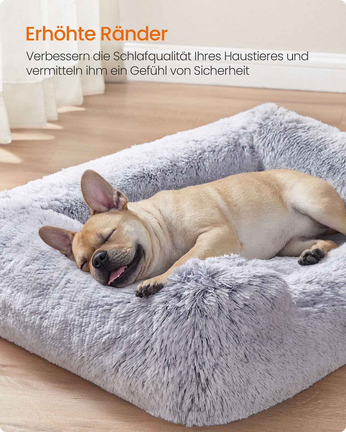 Feandrea dog bed 71 x 55 x 18 cm with raised edges and removable cover - Image 3