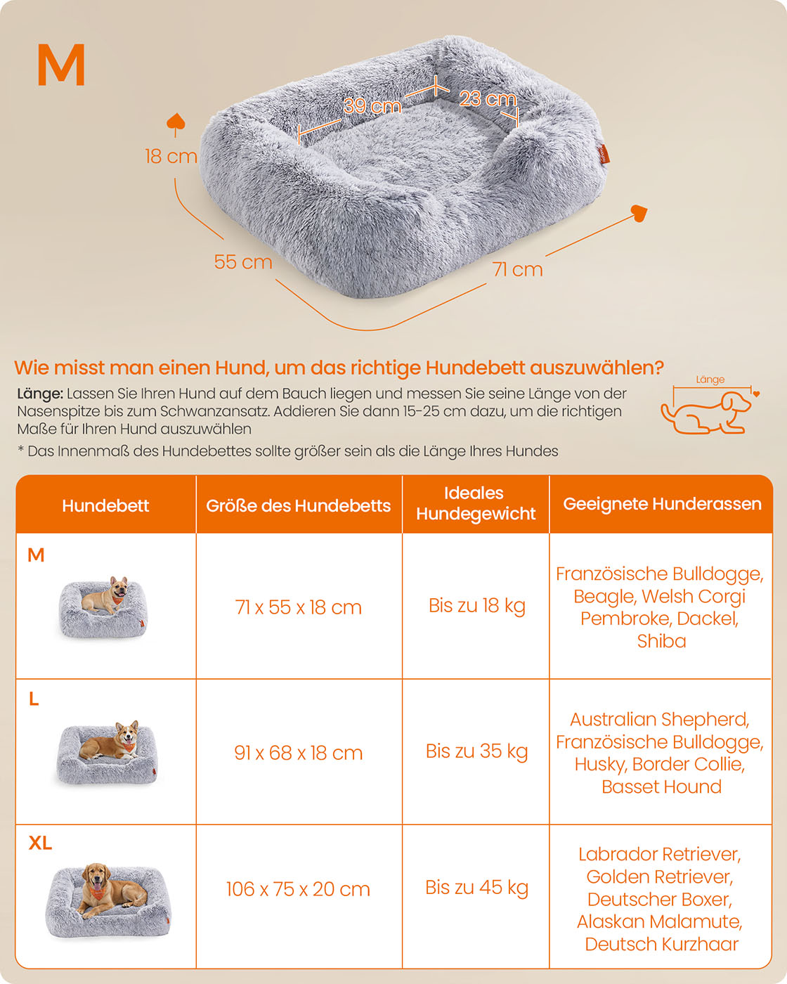 Feandrea dog bed 71 x 55 x 18 cm with raised edges and removable cover - Image 6