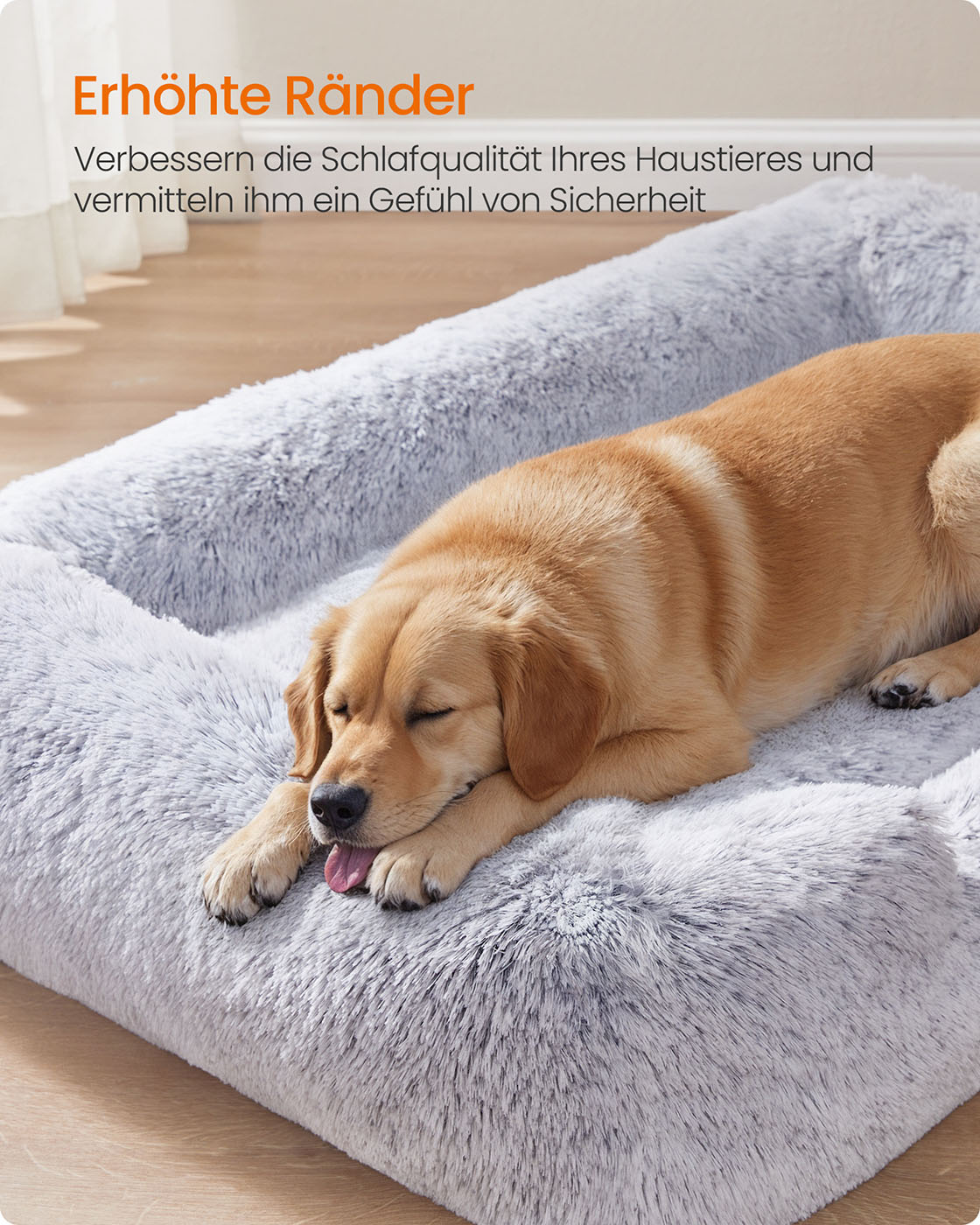 Feandrea dog bed 106 x 75 x 20 cm with raised edges and removable cover - Image 3