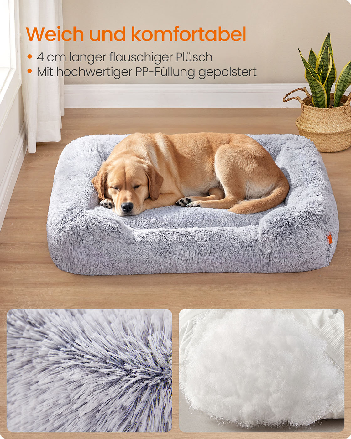 Feandrea dog bed 106 x 75 x 20 cm with raised edges and removable cover - Image 4