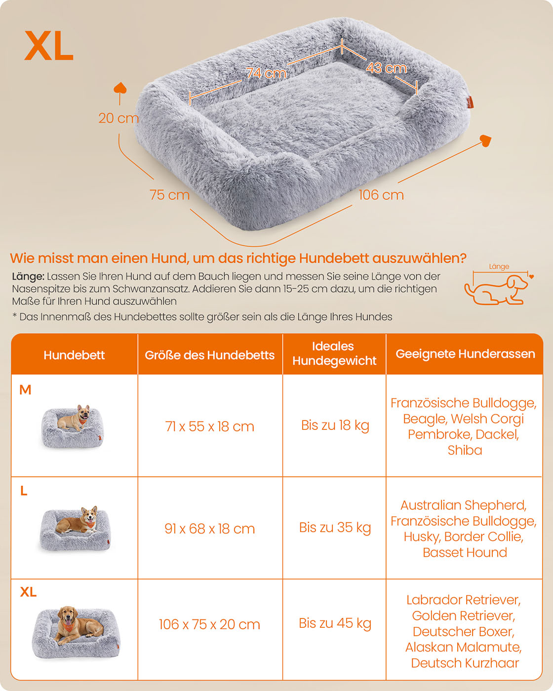 Feandrea dog bed 106 x 75 x 20 cm with raised edges and removable cover - Image 6