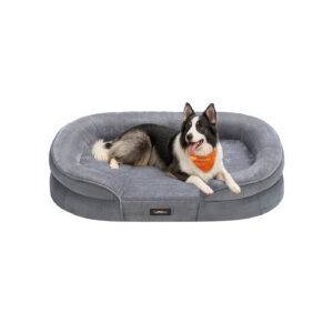 Feandrea dog bed with raised edges 91 x 68 x 18 cm light gray
