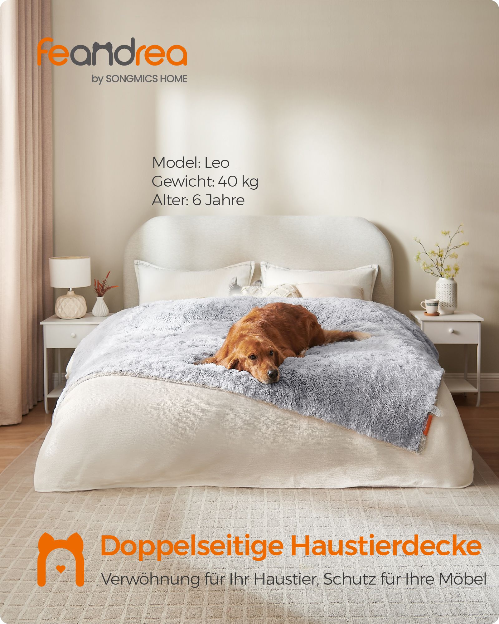 Feandrea koiranpeitto 203 x 152 cm, kaksipuolinen, sherpa-kangasta - Image 2