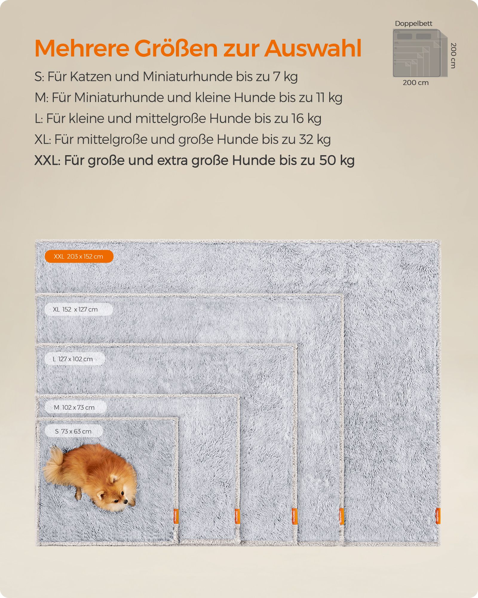 Feandrea koiranpeitto 203 x 152 cm, kaksipuolinen, sherpa-kangasta - Image 7