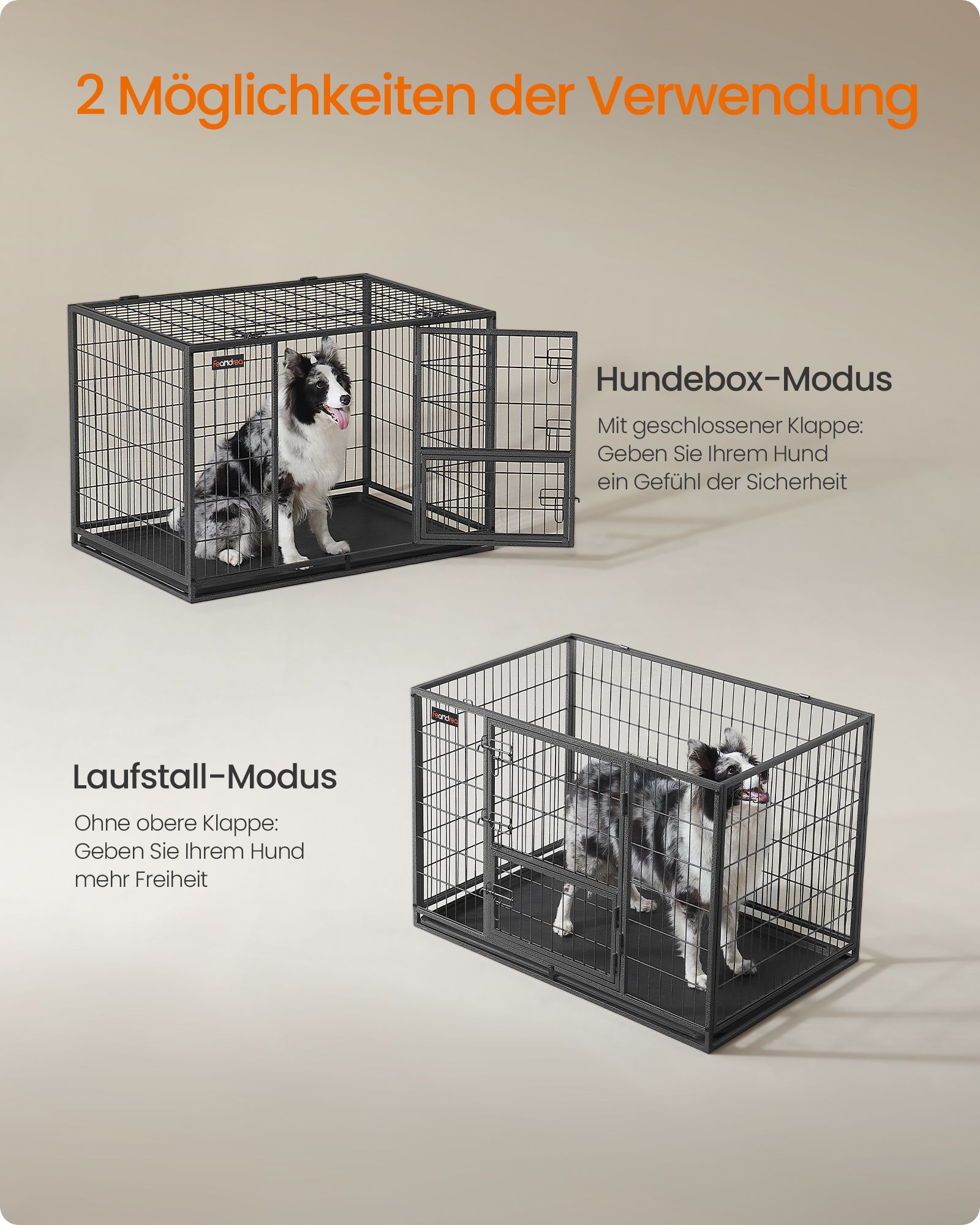 Feandrea koirankoppi, erittäin kestävä 107 x 70 x 75 cm, harmaa - Image 5