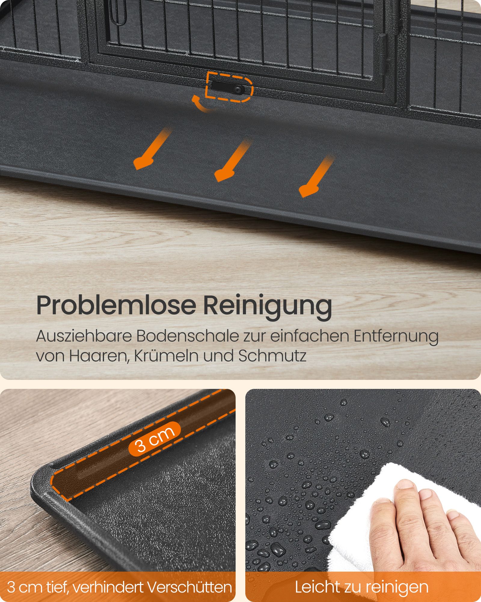 Feandrea koirankoppi, erittäin kestävä 107 x 70 x 75 cm, harmaa - Image 6