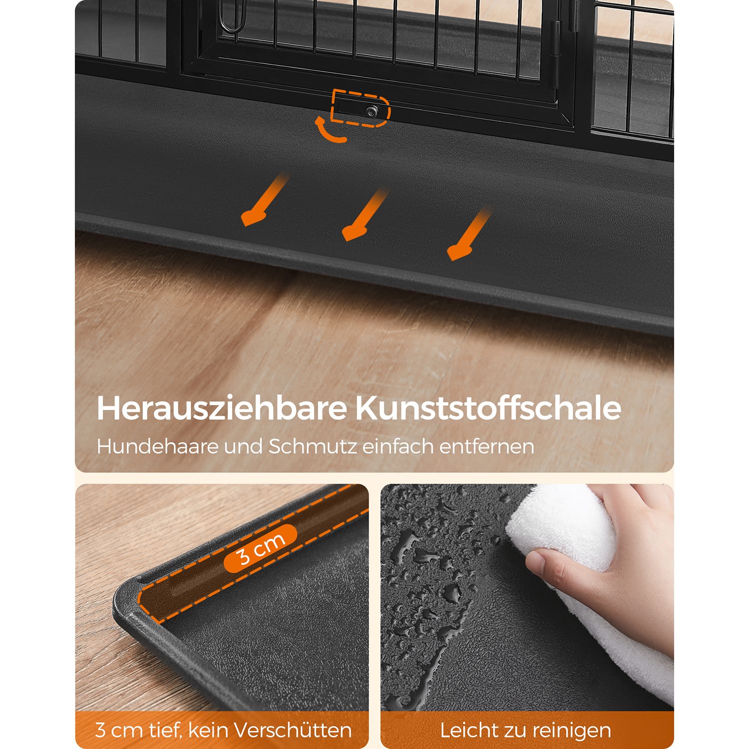 Feandrea koiranhäkki, erittäin kestävä ja kuljetettava 92,5 x 57,5 x 64 cm musta - Image 8