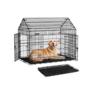 Feandrea hopfällbar hundbur med dubbeldörr för stora hundar
