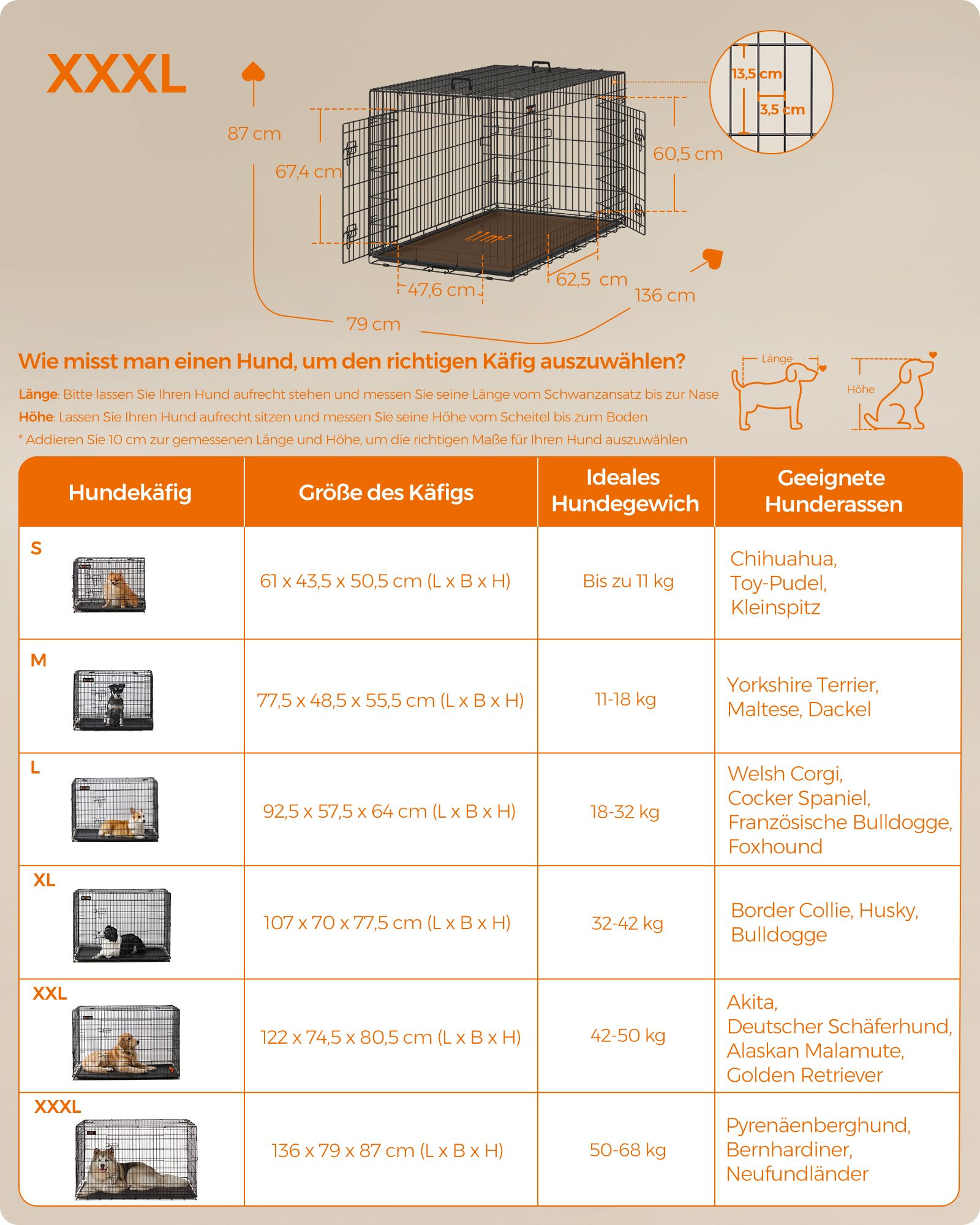Feandrea hundebur med d?re og sammenklappelig plastskal - Billede 3