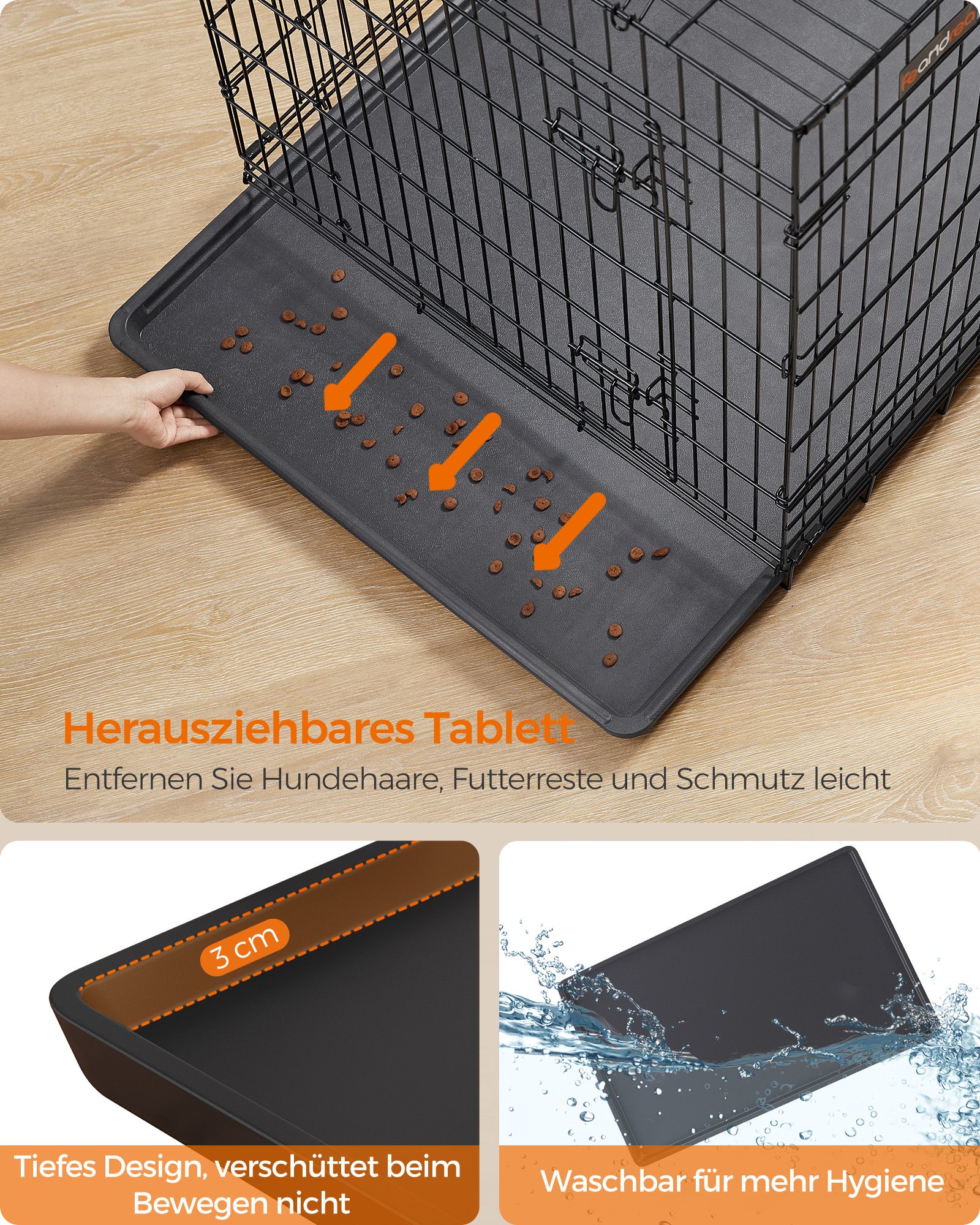 Feandrea hundebur med d?re og sammenklappelig plastskal - Billede 5