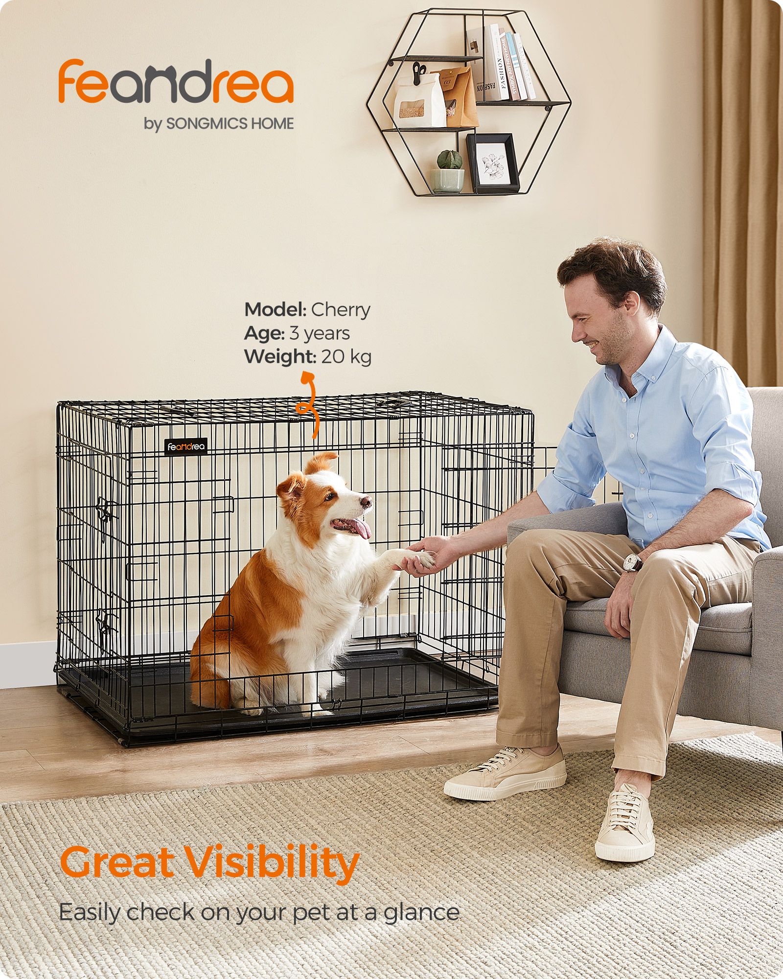 Feandrea hundebur XL med 2 d?re - Billede 2