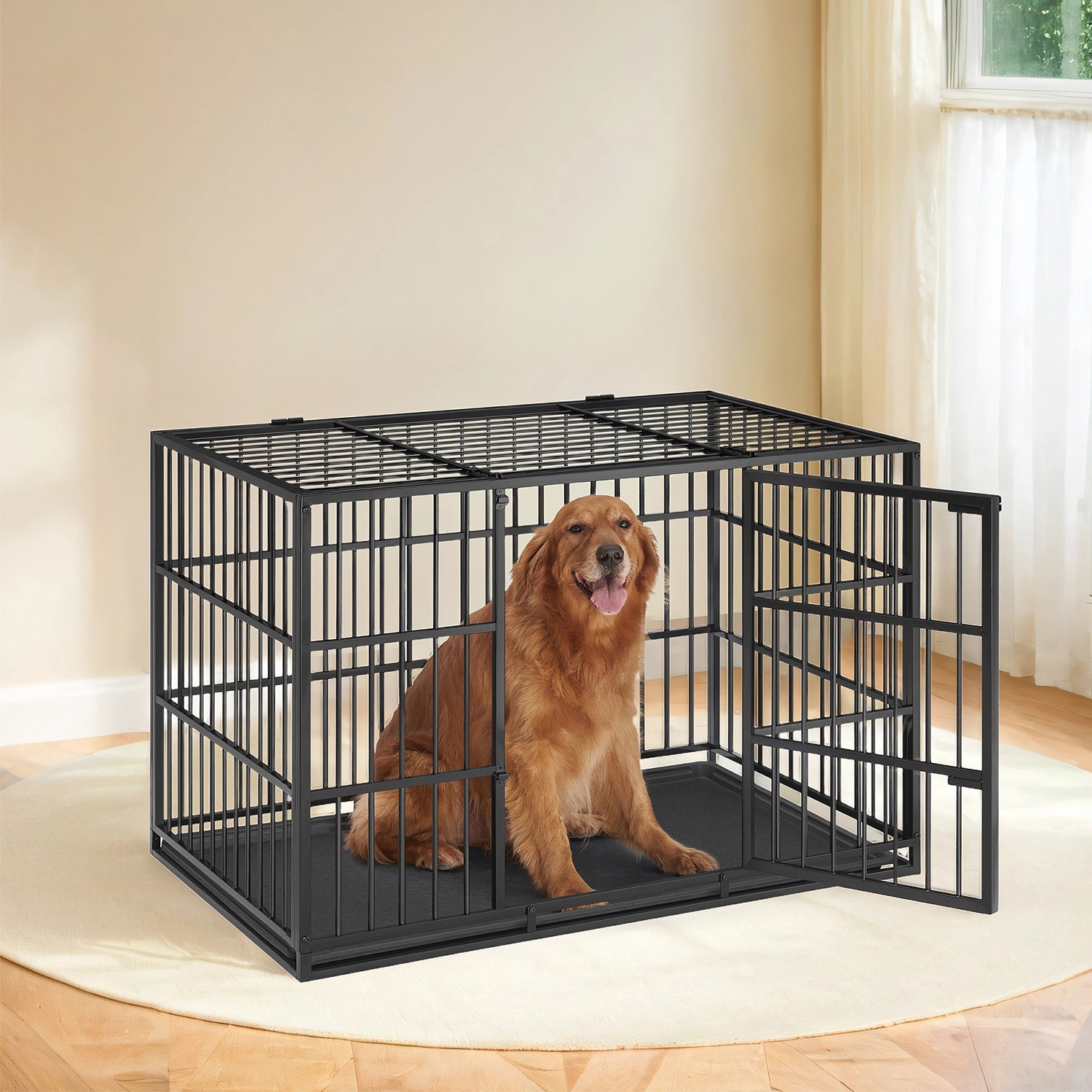 Feandrea Dog Cage 122 x 75 x 80 cm with removable floor tray