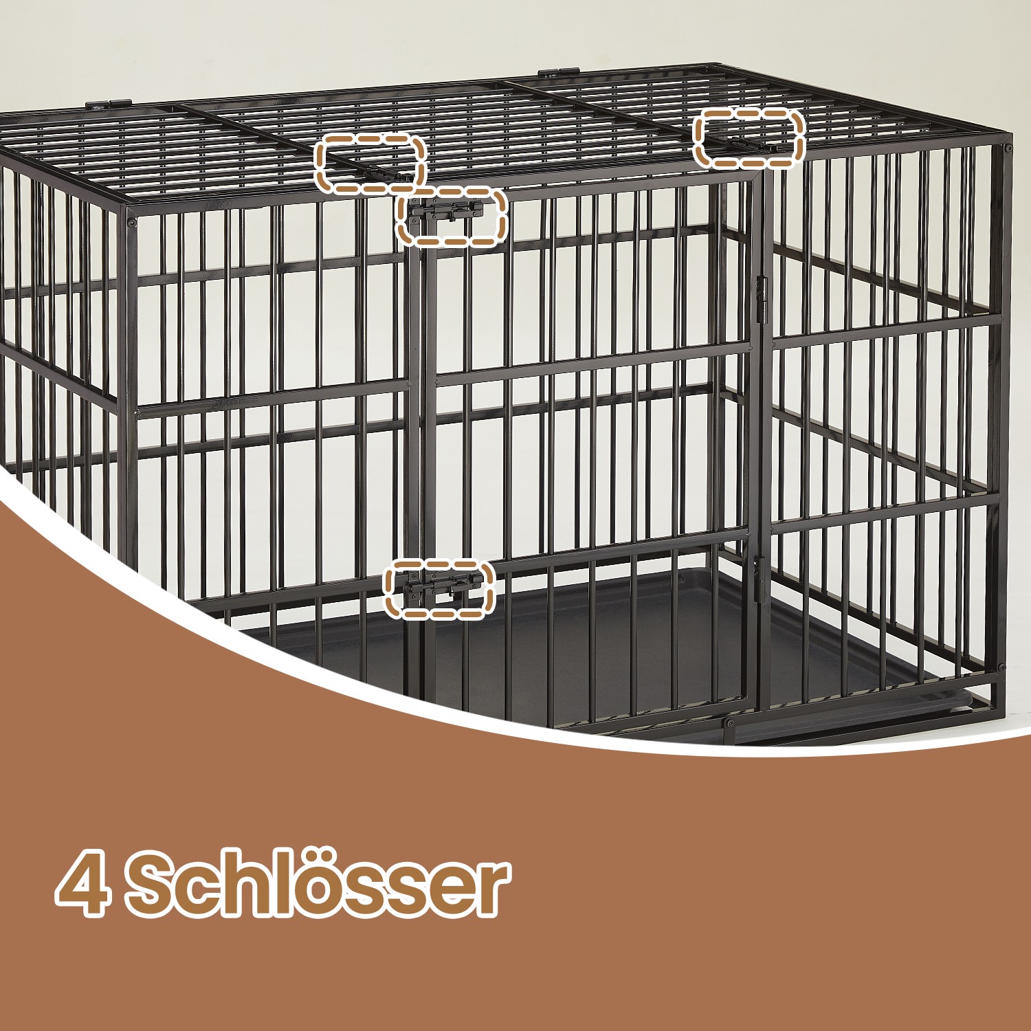 Feandrea Dog Cage 122 x 75 x 80 cm with removable floor tray - Image 3