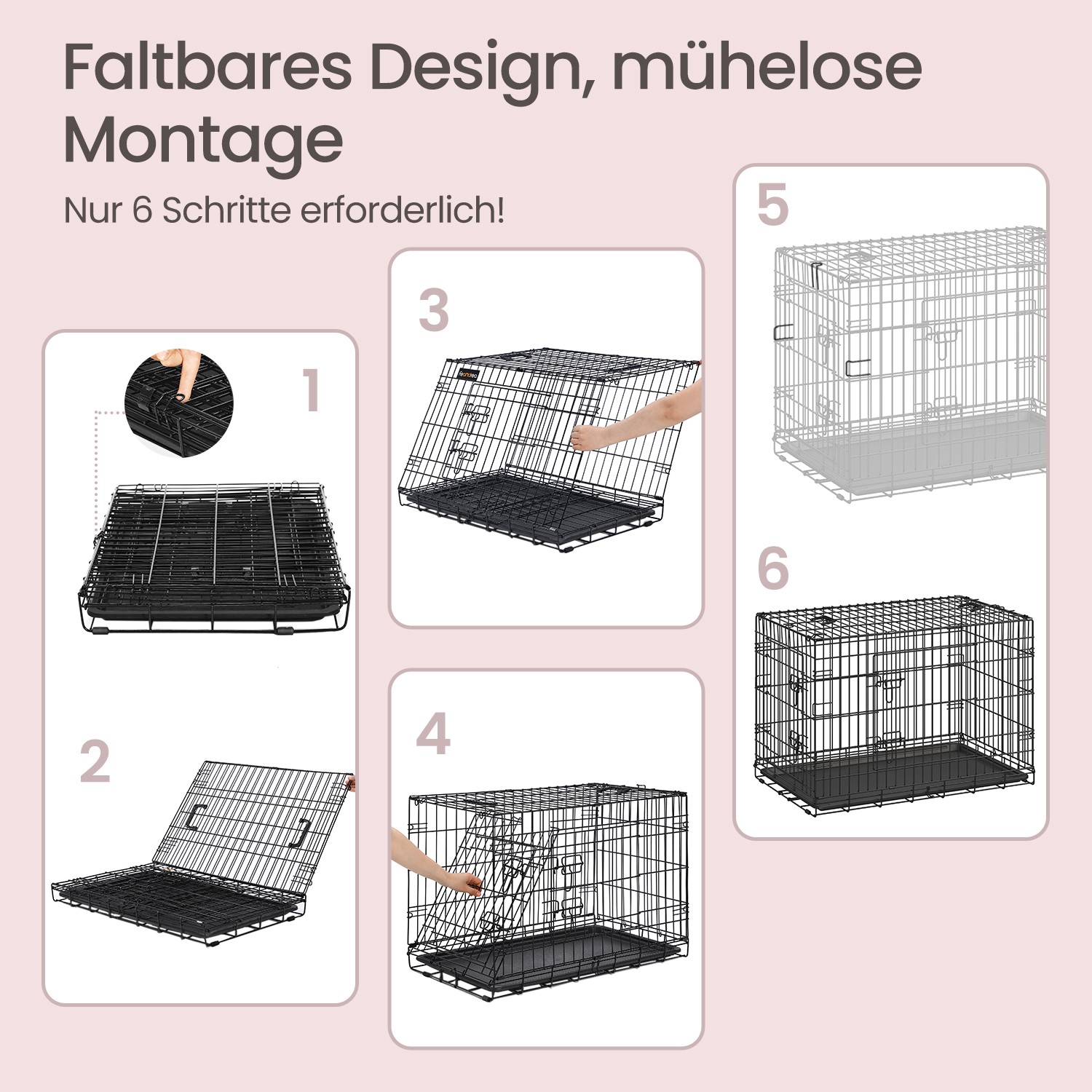 Feandrea koirankoppi, taitettava koirankoppi, 2 ovea - Image 4